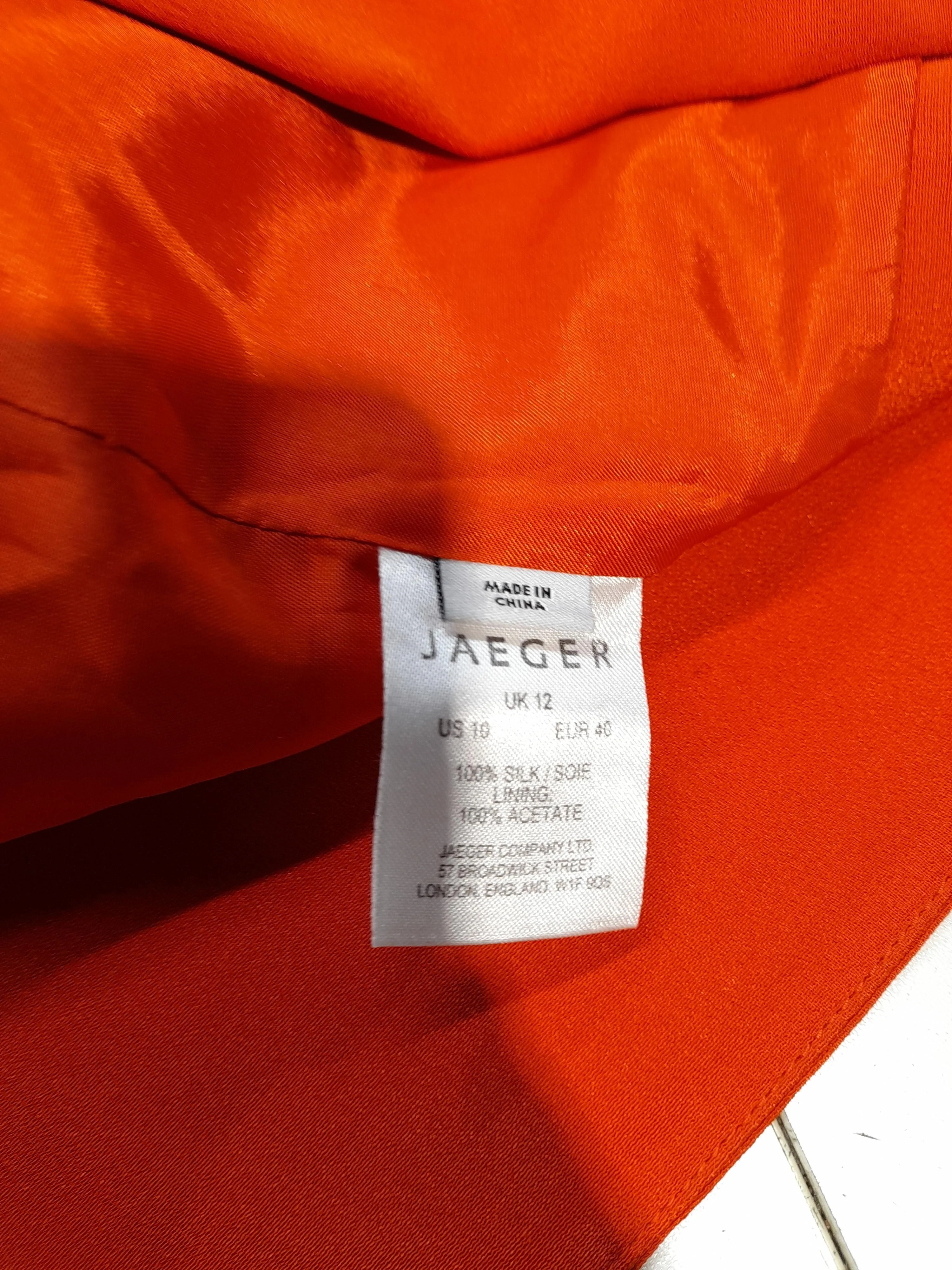 Jaeger Women's Blazer UK 12 Orange Silk with Acetate Overcoat - Image 6