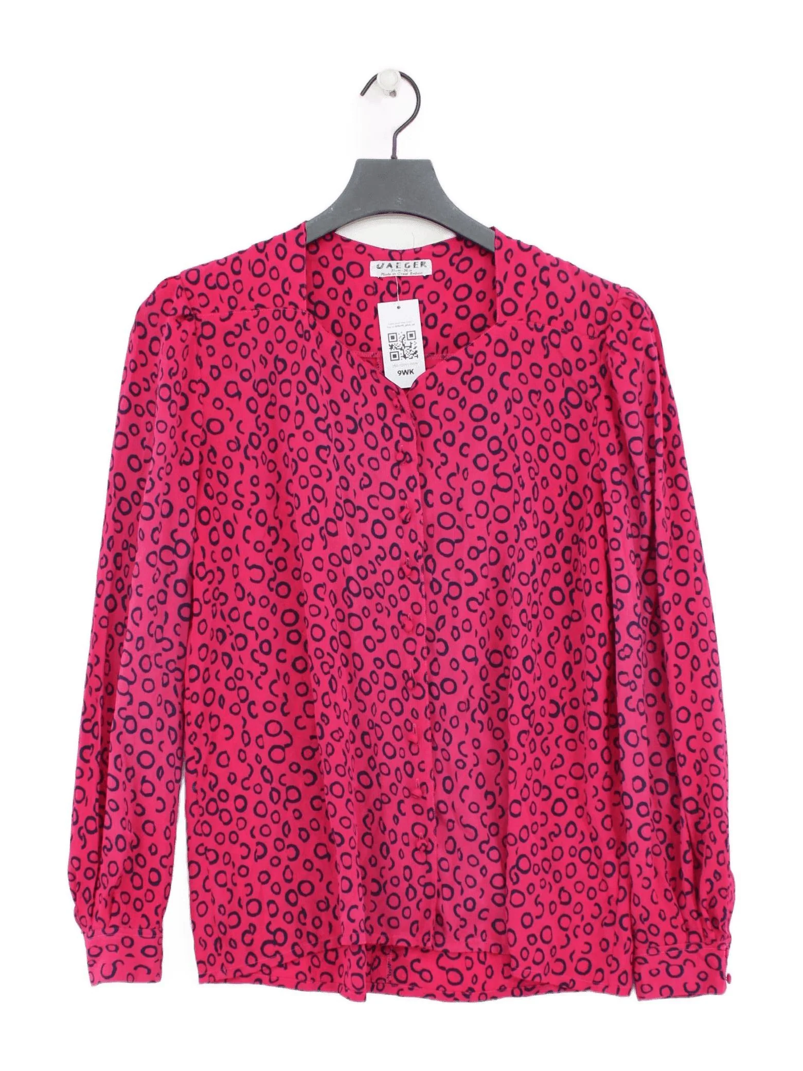 Jaeger Women's Blouse M Pink 100% Polyester Long Sleeve Collared Basic