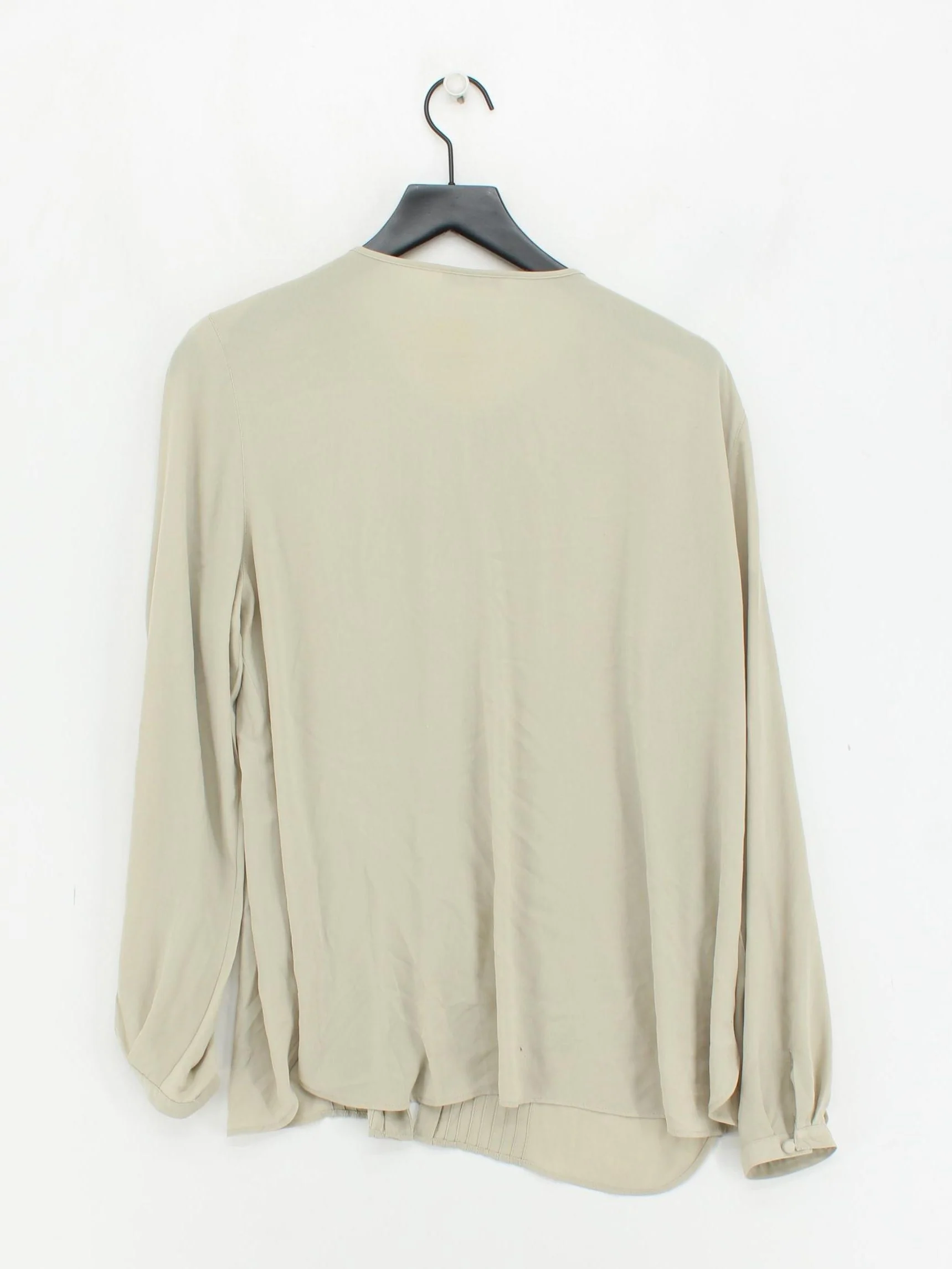 Jaeger Women's Blouse UK 12 Cream 100% Polyester Long Sleeve Round Neck Basic - Image 2