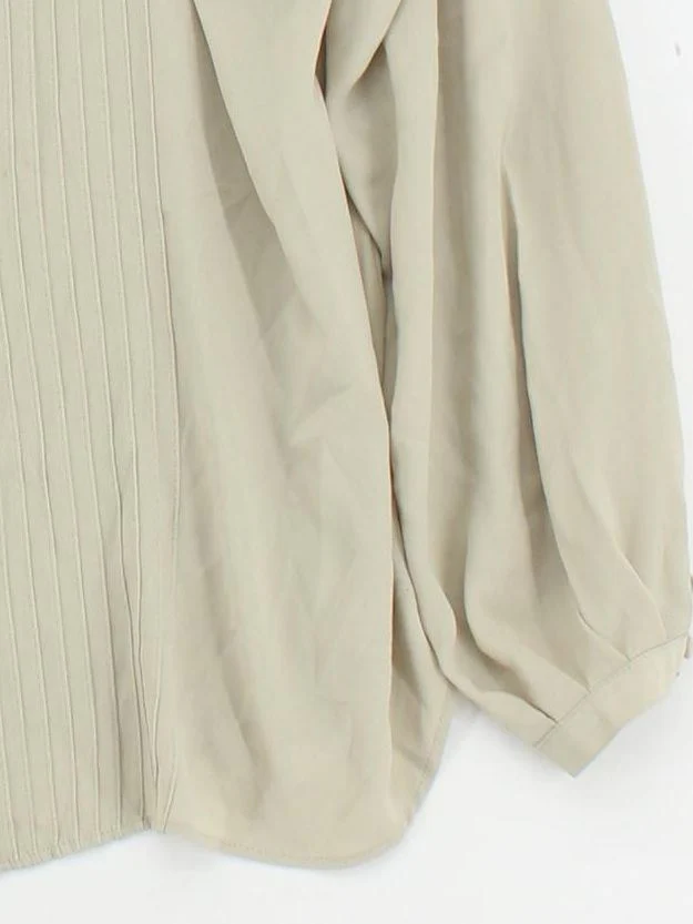 Jaeger Women's Blouse UK 12 Cream 100% Polyester Long Sleeve Round Neck Basic - Image 4