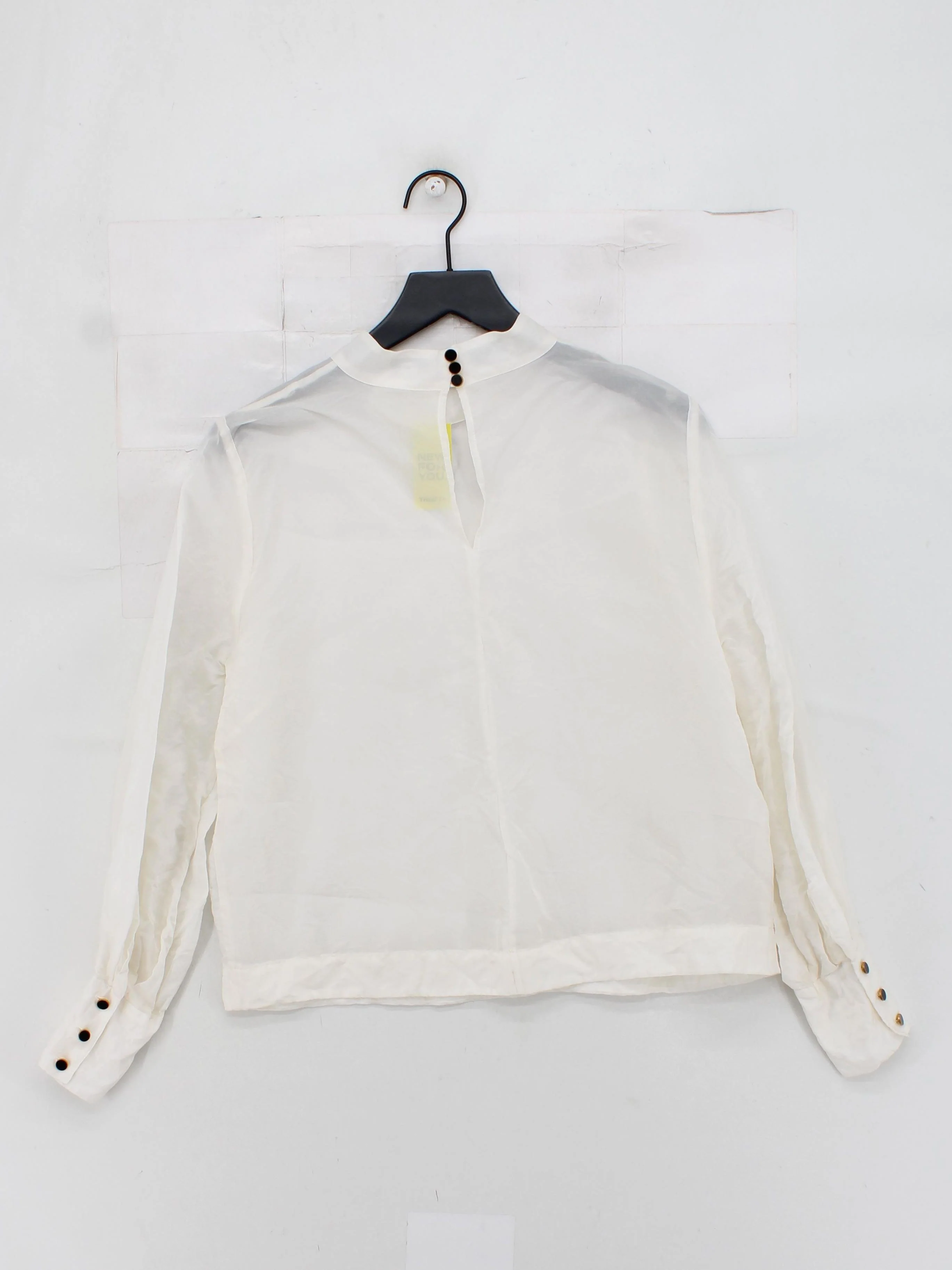 Jaeger Women's Blouse UK 14 White 100% Other Long Sleeve High Neck Basic - Image 2