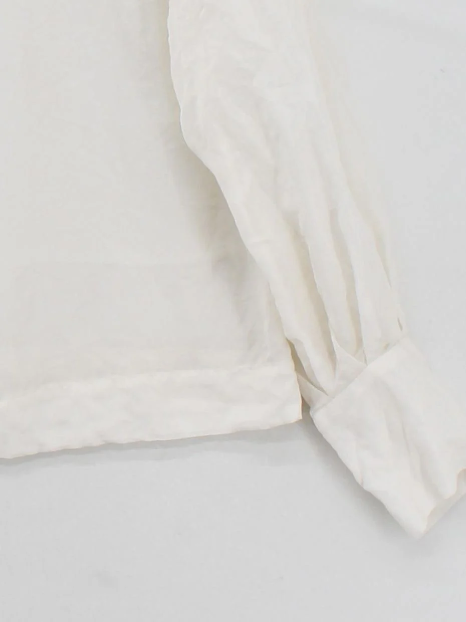 Jaeger Women's Blouse UK 14 White 100% Other Long Sleeve High Neck Basic - Image 4