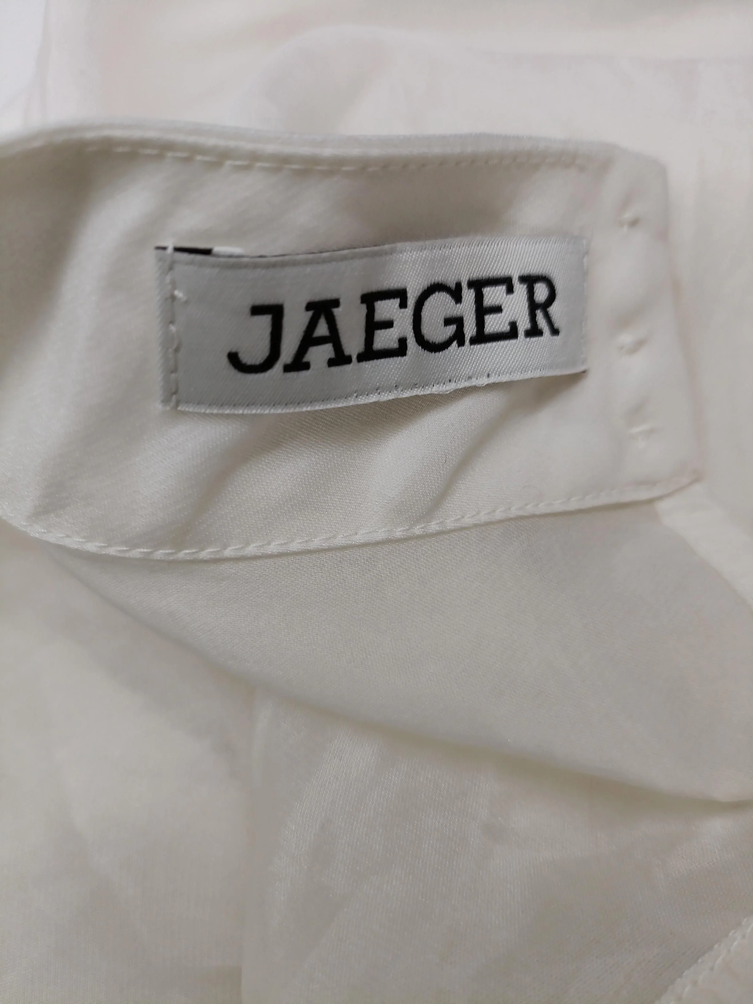 Jaeger Women's Blouse UK 14 White 100% Other Long Sleeve High Neck Basic - Image 5