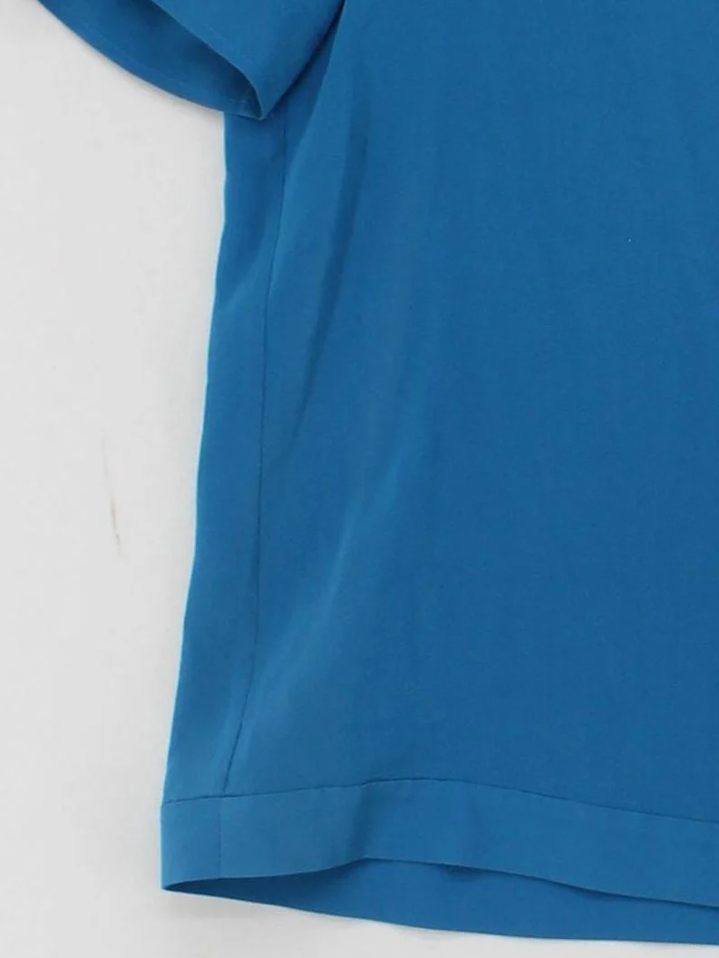 Jaeger Women's Blouse UK 8 Blue 100% Silk Short Sleeve V-Neck Basic - Image 4