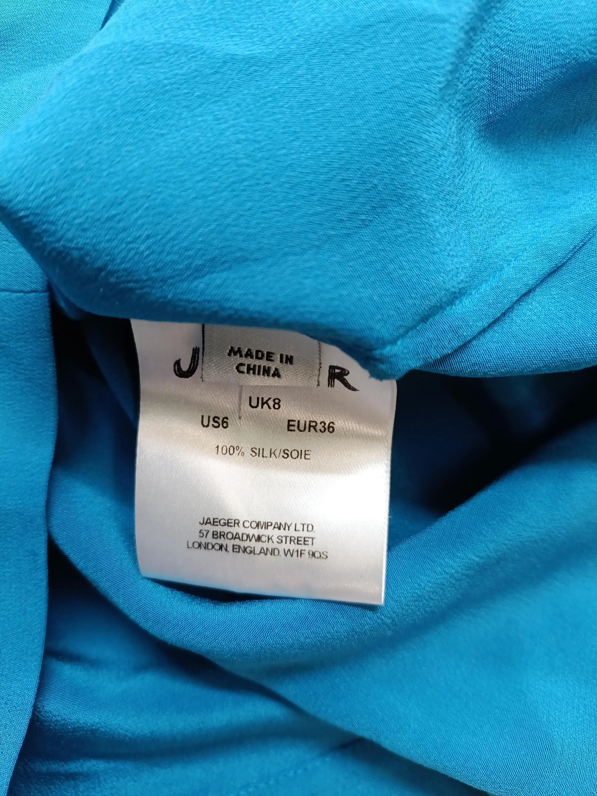 Jaeger Women's Blouse UK 8 Blue 100% Silk Short Sleeve V-Neck Basic - Image 7
