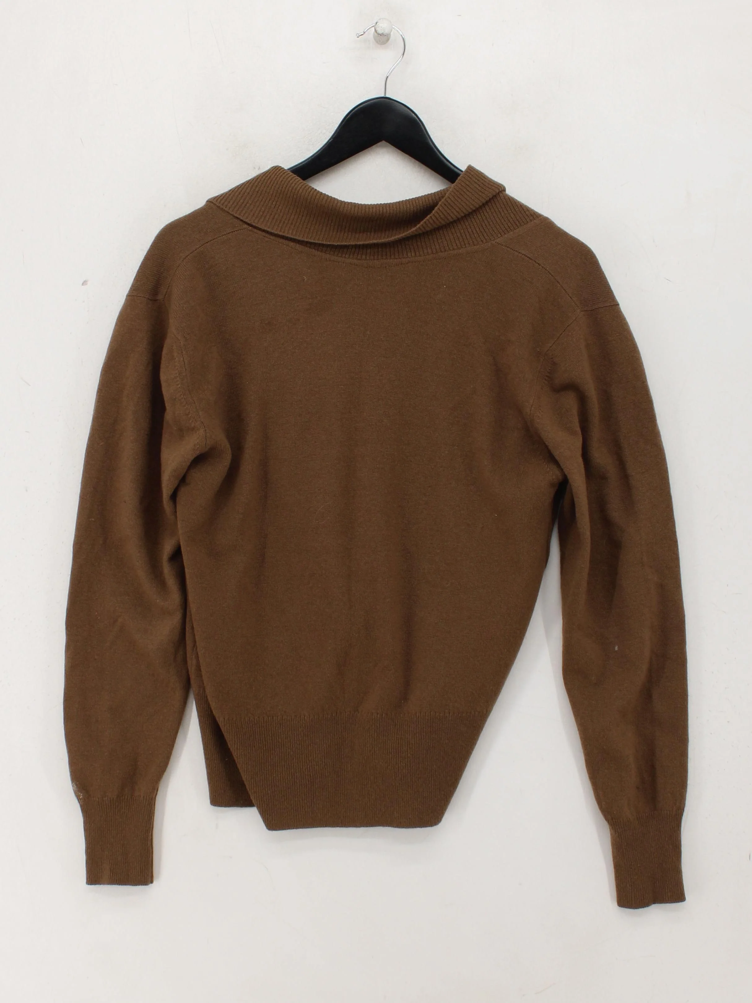 Jaeger Women's Cardigan UK 10 Brown 100% Wool Collared Cardigan - Image 2