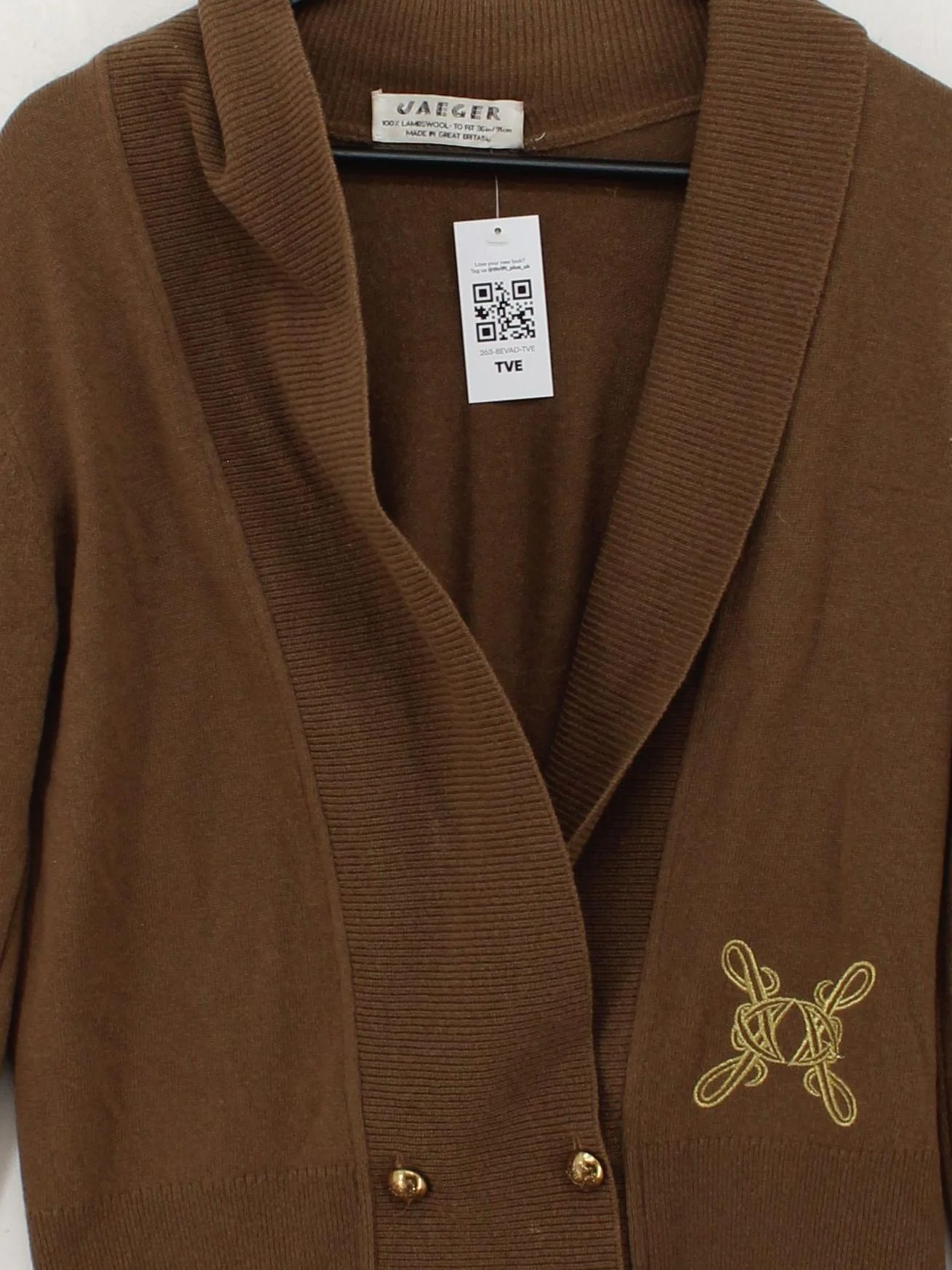 Jaeger Women's Cardigan UK 10 Brown 100% Wool Collared Cardigan - Image 3