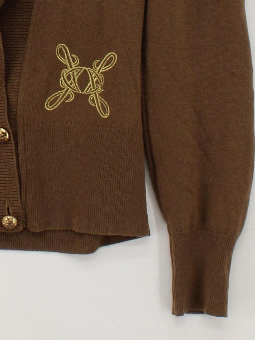 Jaeger Women's Cardigan UK 10 Brown 100% Wool Collared Cardigan - Image 4