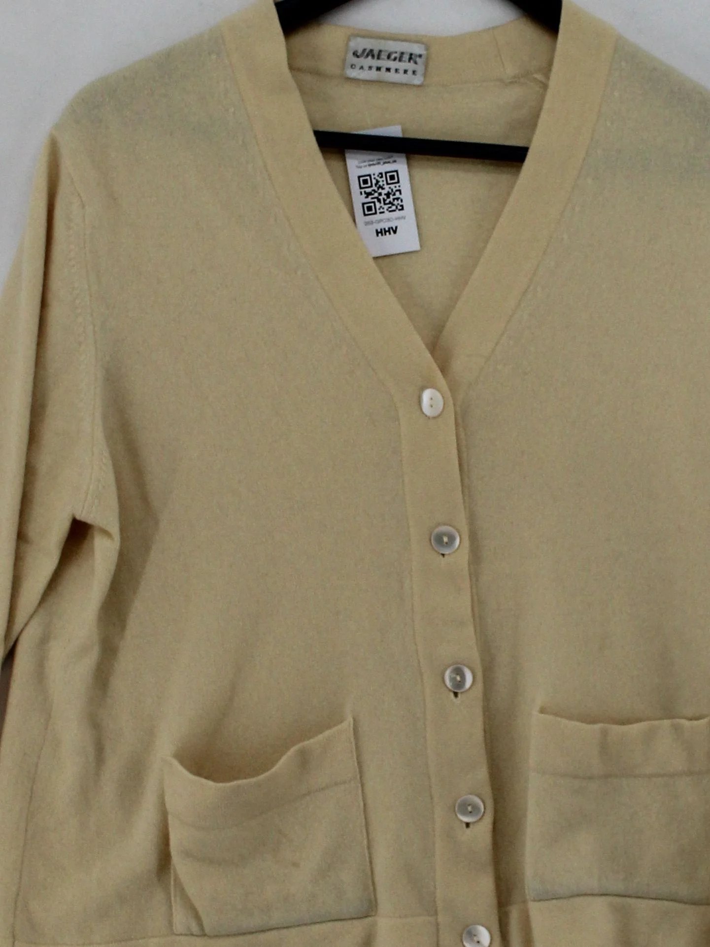 Jaeger Women's Cardigan XL Cream 100% Cashmere V-Neck Cardigan - Image 3