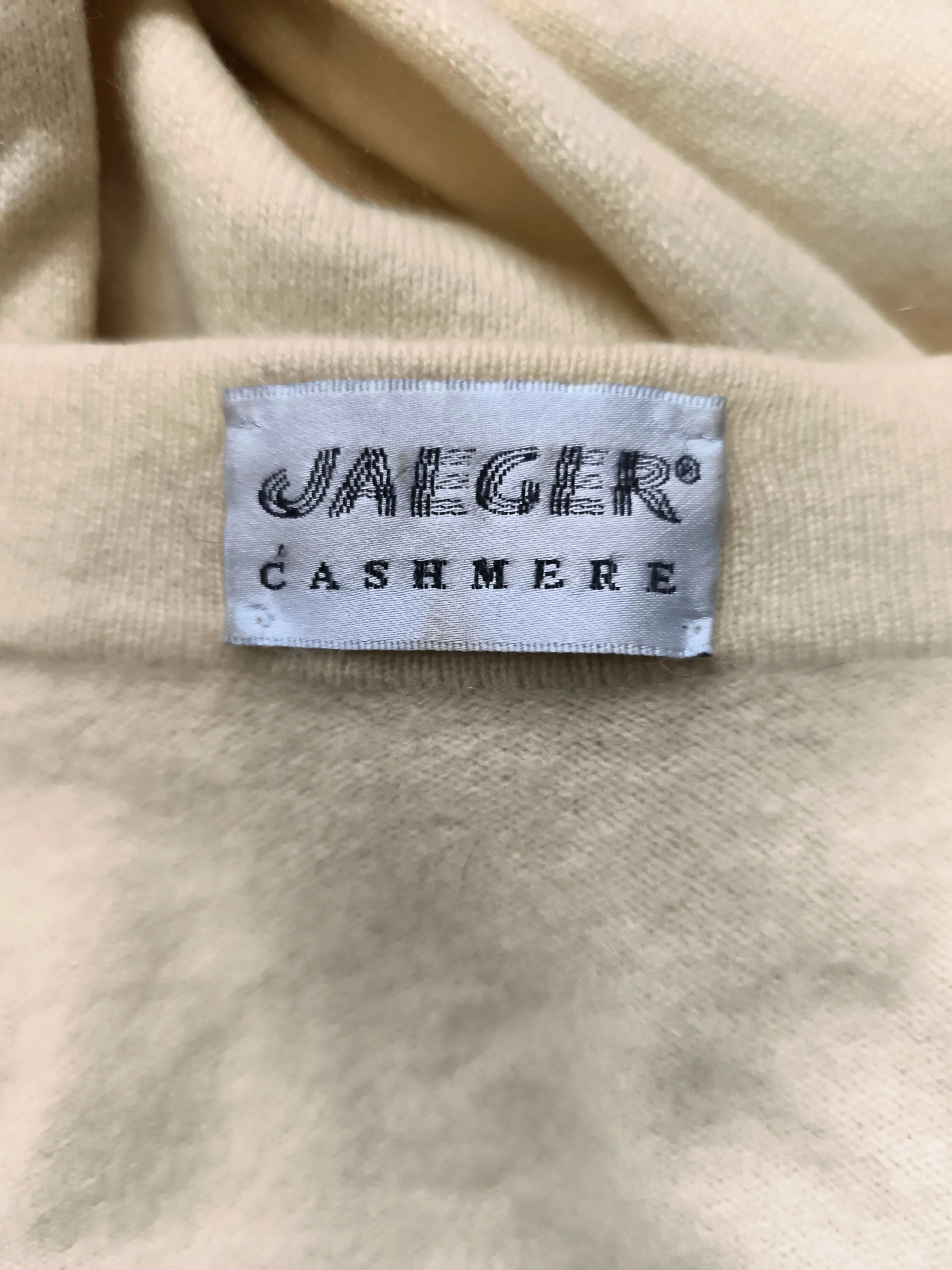 Jaeger Women's Cardigan XL Cream 100% Cashmere V-Neck Cardigan - Image 6