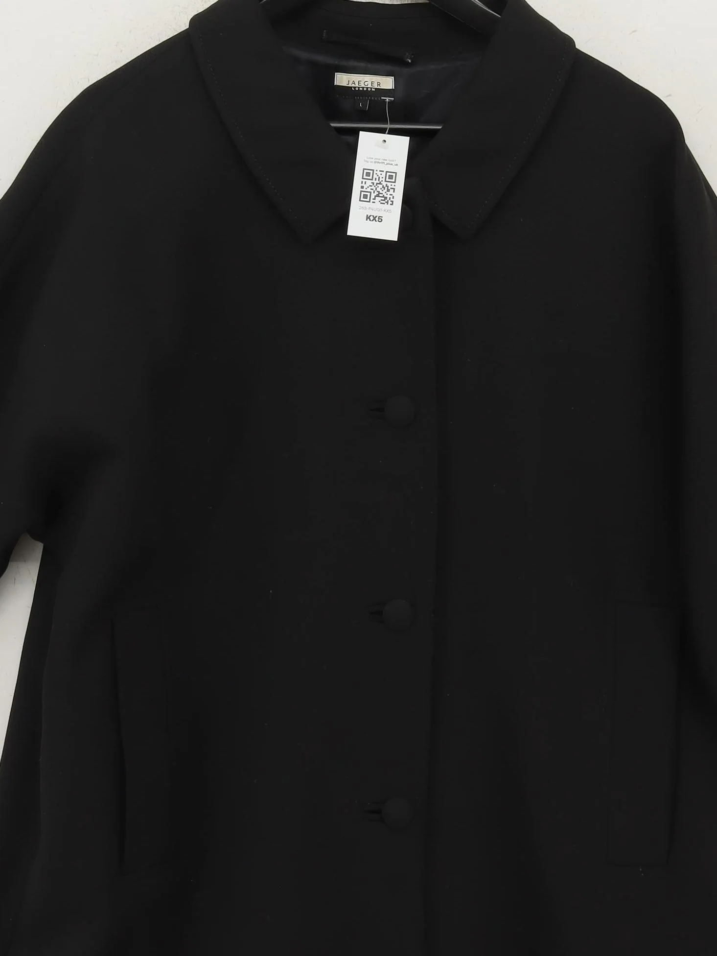 Jaeger Women's Coat L Black Polyester with Wool, Elastane, Viscose Overcoat - Image 3