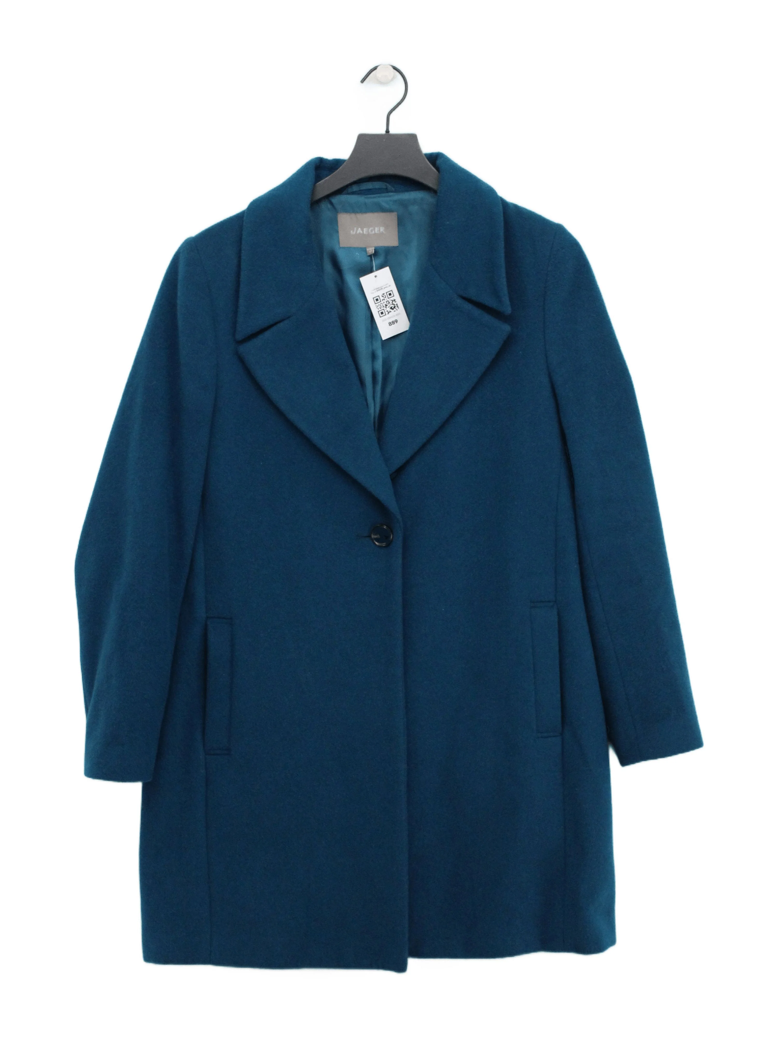 Jaeger Women's Coat UK 12 Blue Wool with Polyester, Viscose Overcoat
