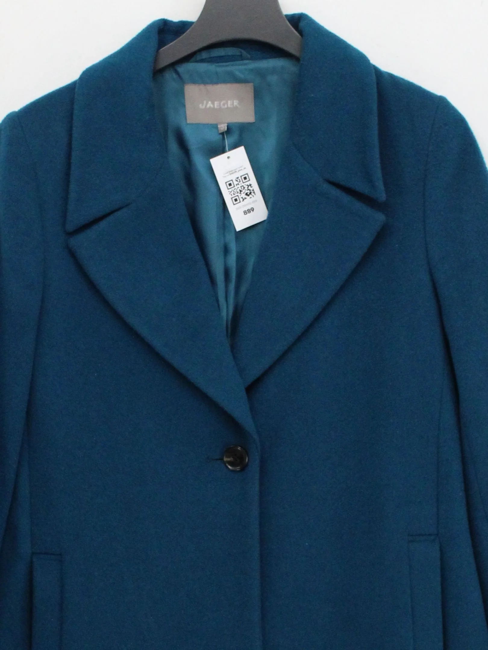 Jaeger Women's Coat UK 12 Blue Wool with Polyester, Viscose Overcoat - Image 3