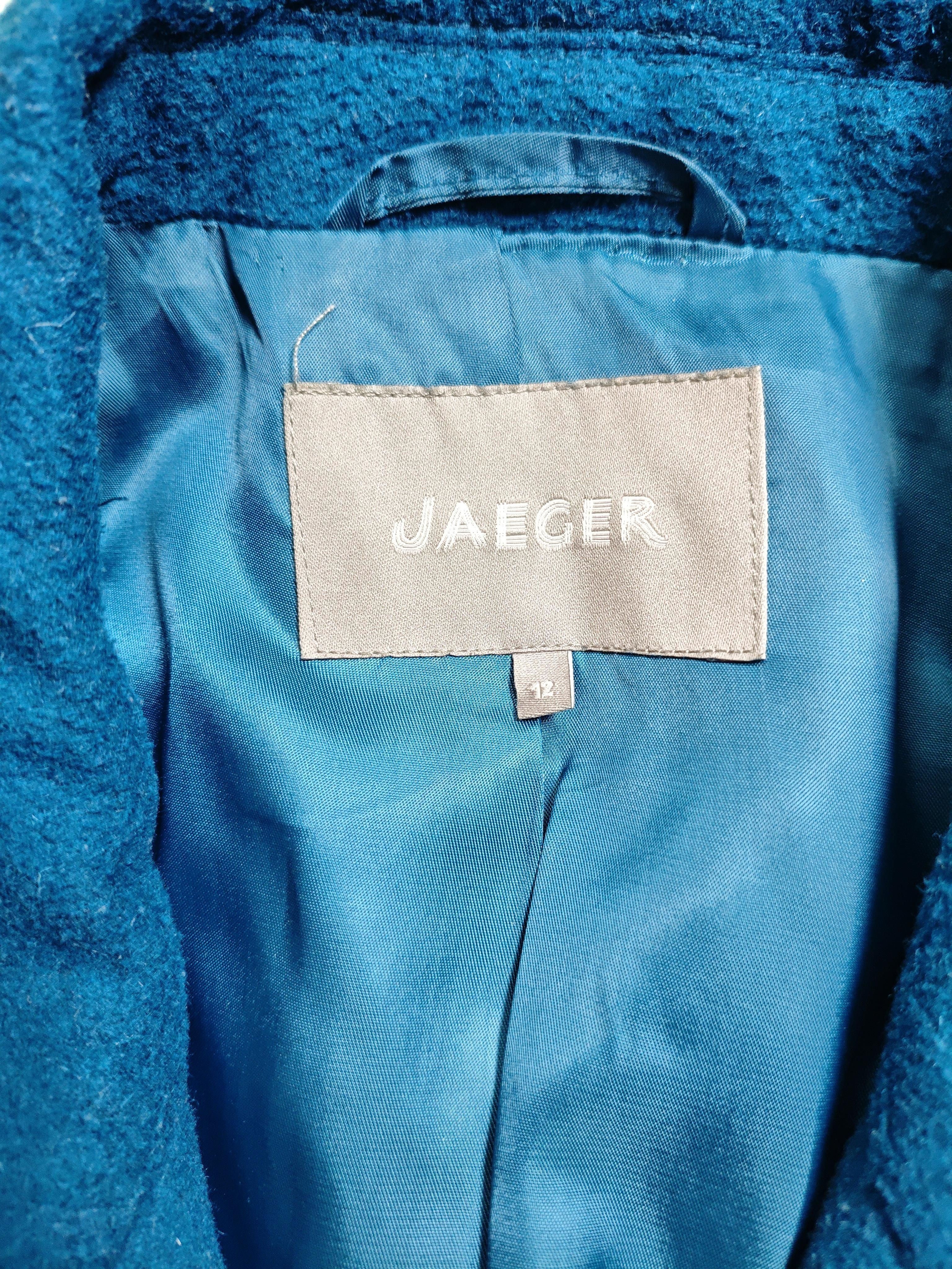 Jaeger Women's Coat UK 12 Blue Wool with Polyester, Viscose Overcoat - Image 5