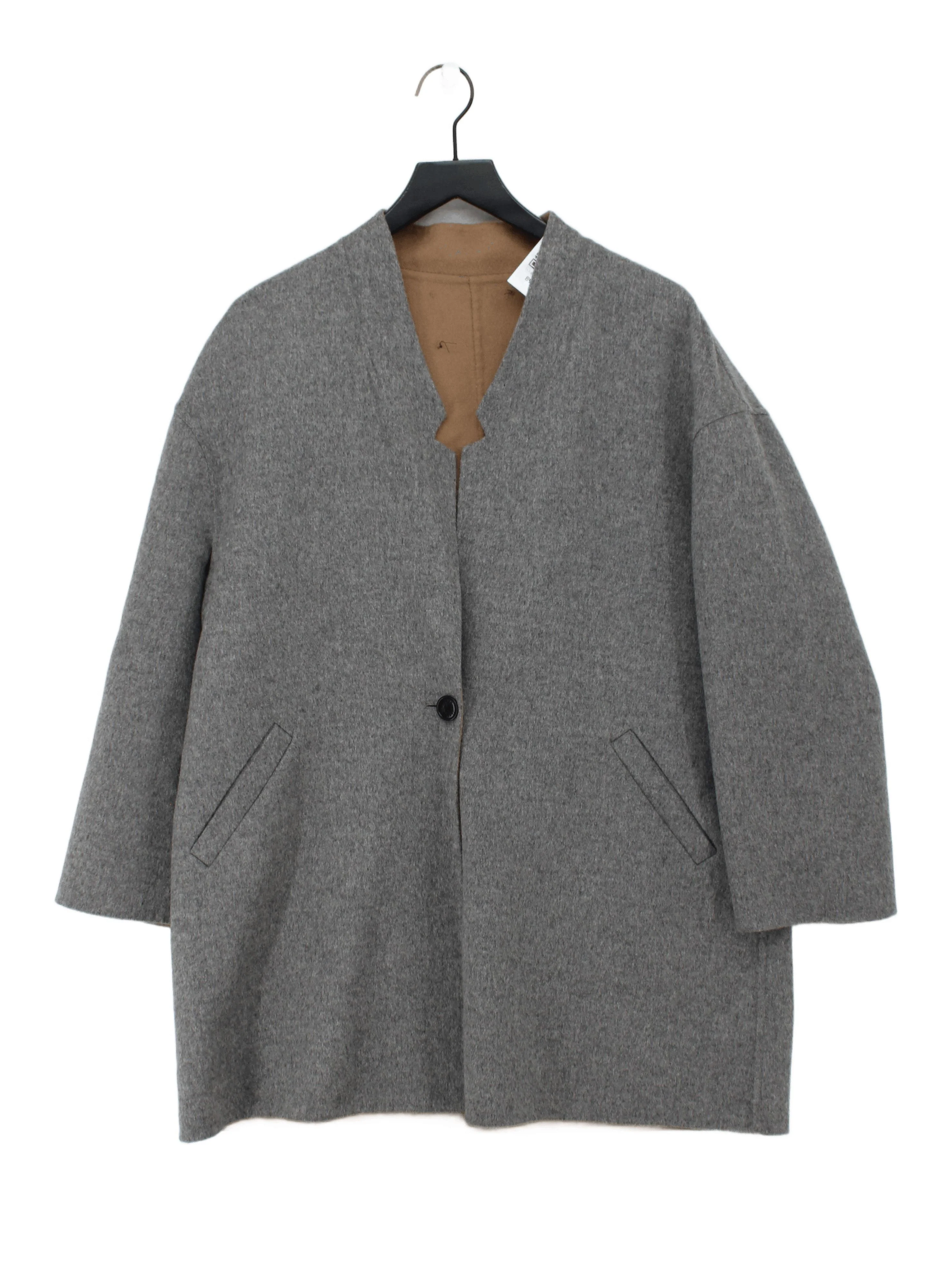 Jaeger Women's Coat UK 16 Grey 100% Wool Overcoat