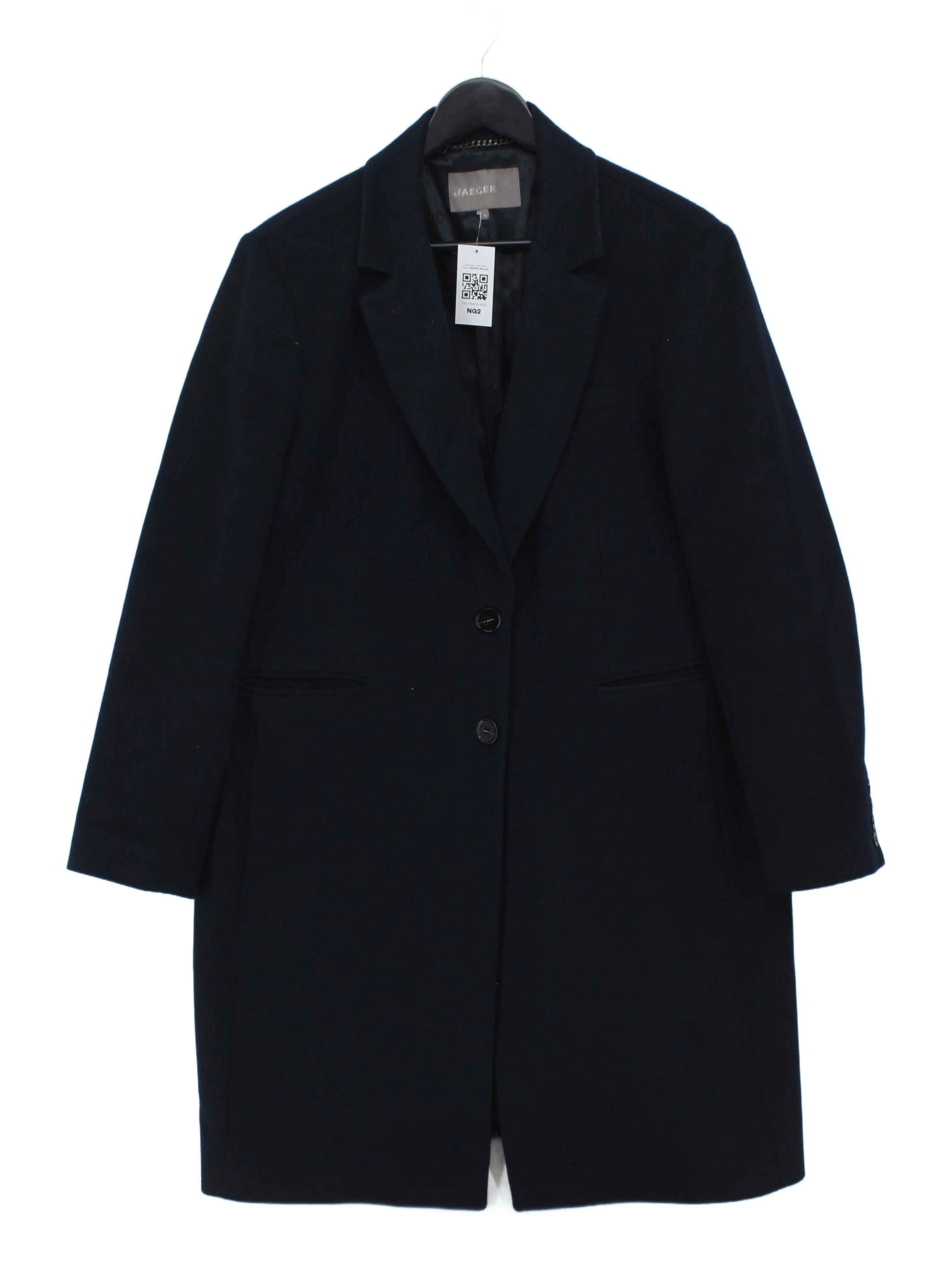 Jaeger Women's Coat UK 18 Blue Wool with Polyester, Viscose Overcoat