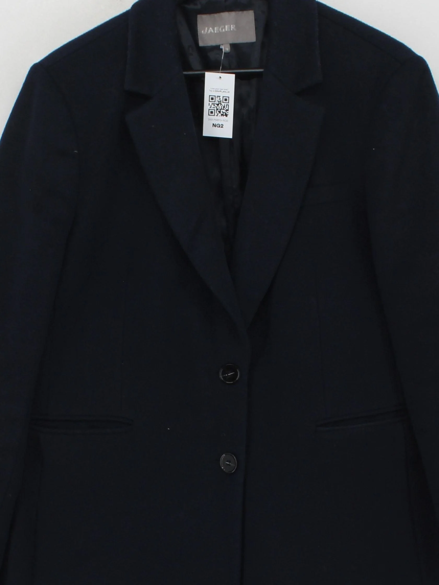 Jaeger Women's Coat UK 18 Blue Wool with Polyester, Viscose Overcoat - Image 3