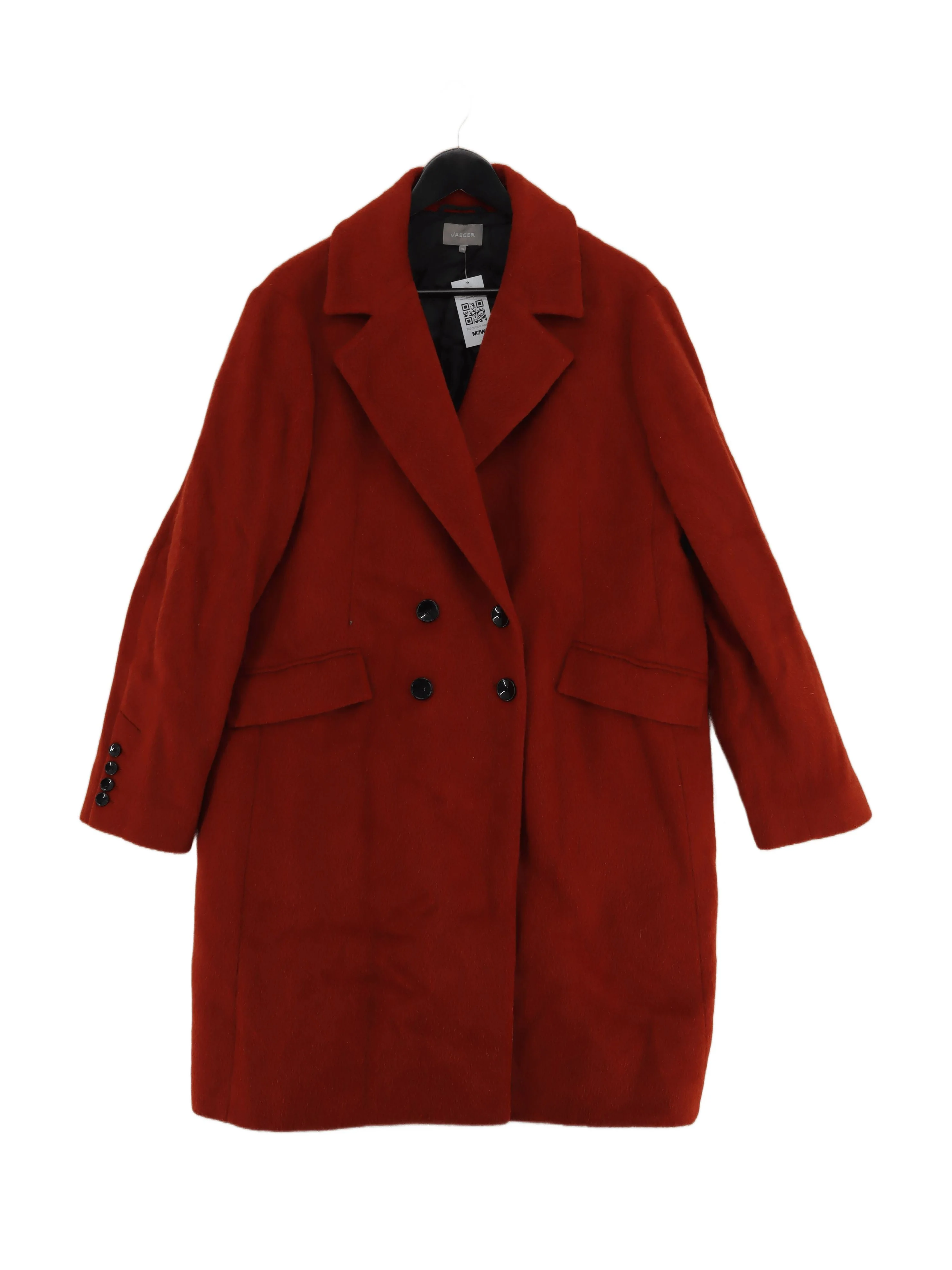 Jaeger Women's Coat UK 18 Red Wool with Polyamide, Other, Mohair Overcoat