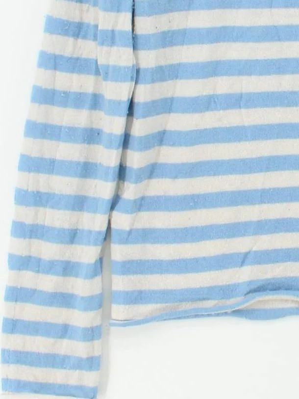 Jaeger Women's Jumper L Blue Striped Wool with Cashmere High Neck Pullover - Image 4