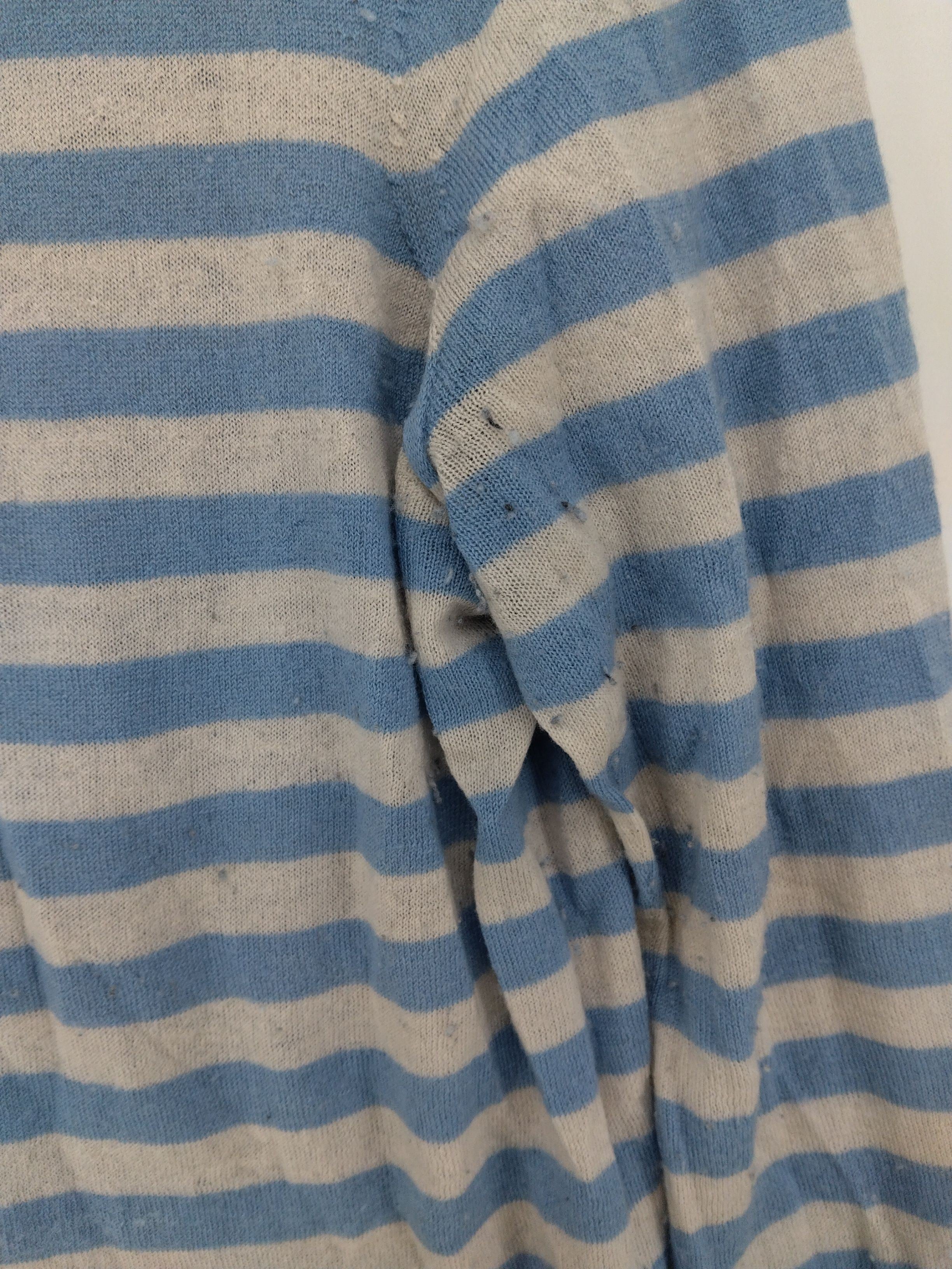 Jaeger Women's Jumper L Blue Striped Wool with Cashmere High Neck Pullover - Image 5
