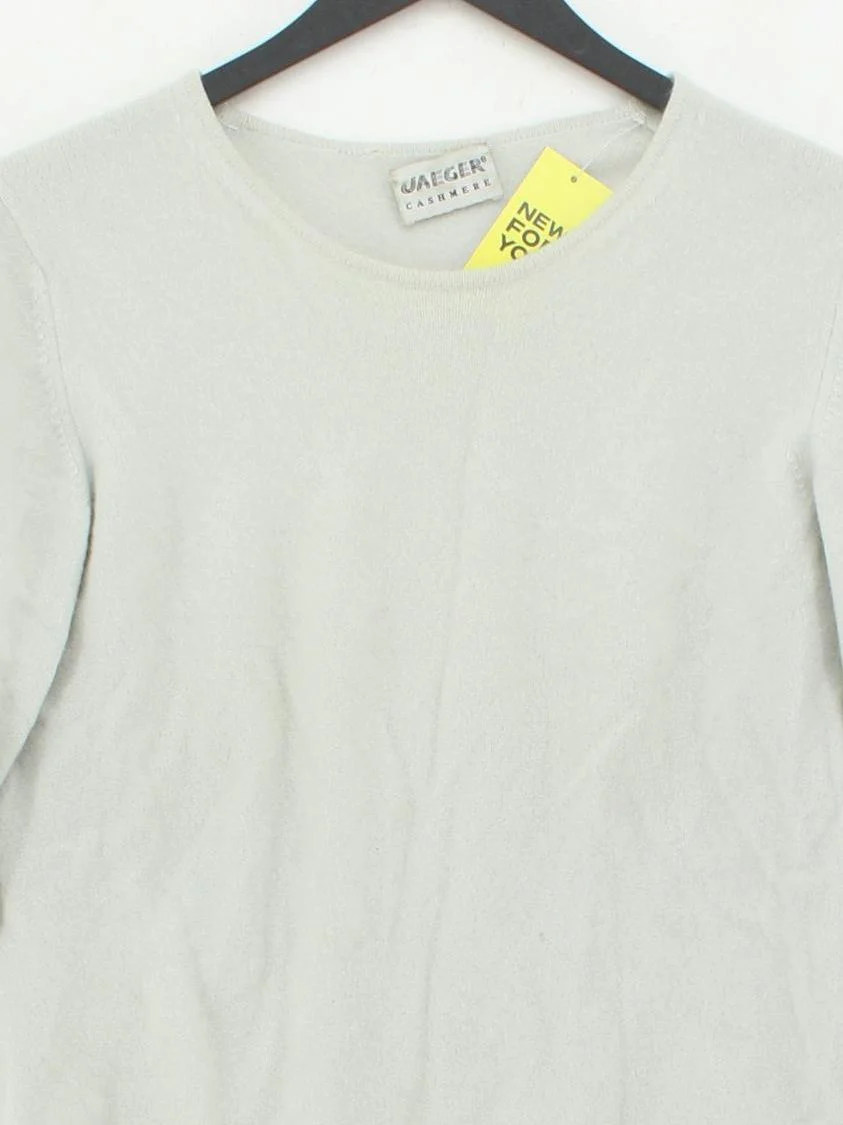 Jaeger Women's Jumper M Grey 100% Cashmere Crew Neck Pullover - Image 3
