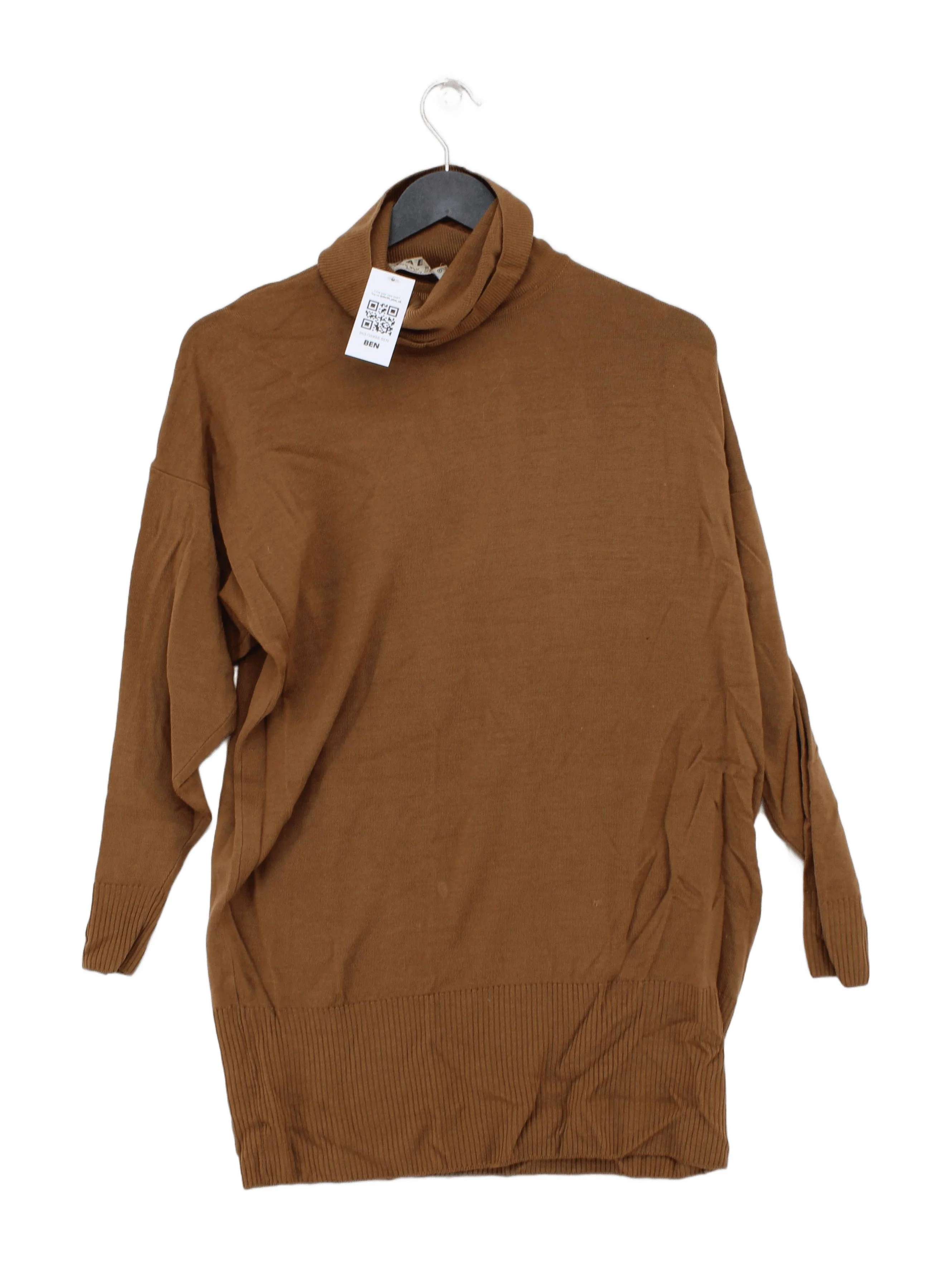 Jaeger Women's Jumper S Brown 100% Wool Roll Neck Pullover