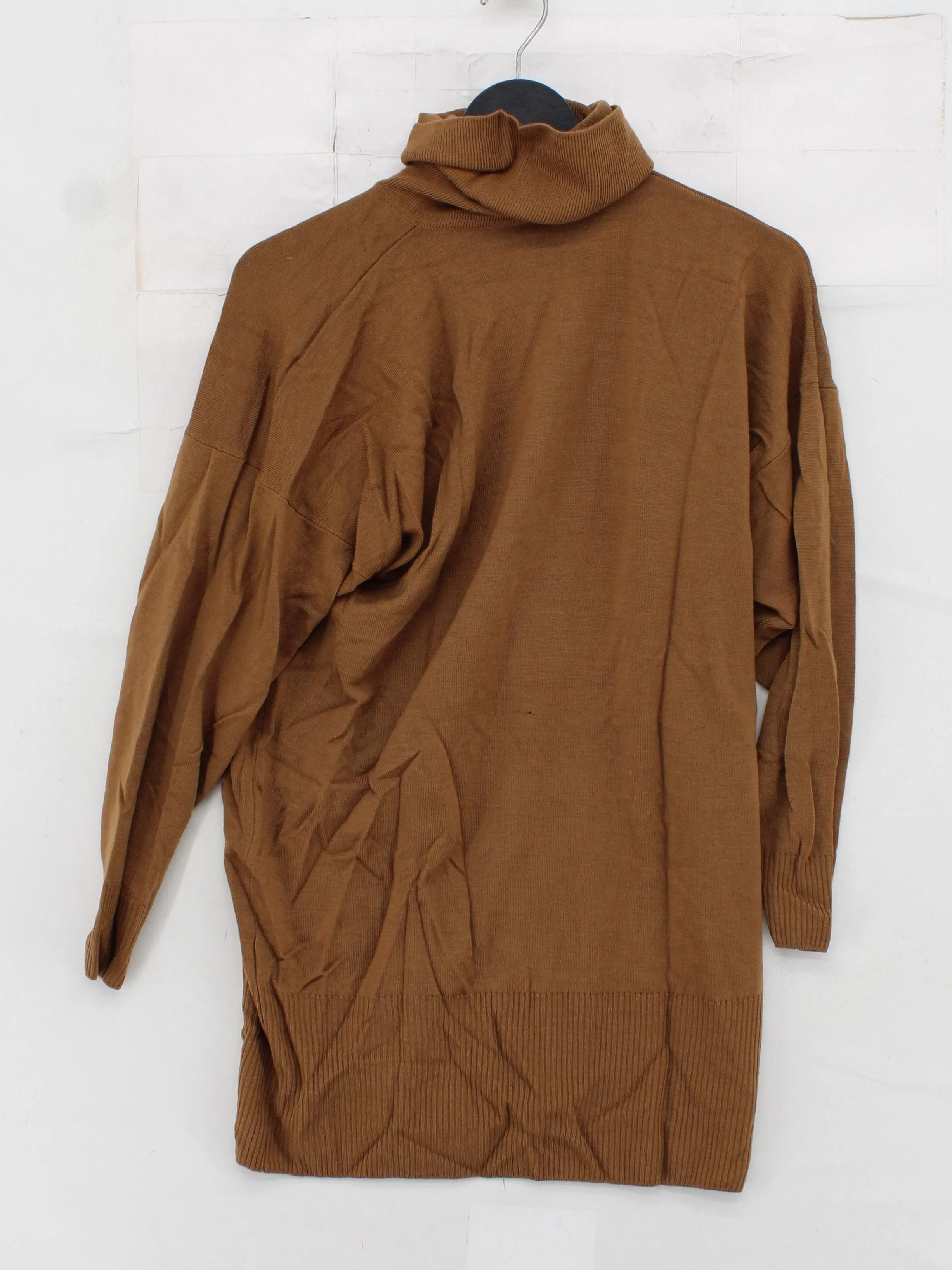 Jaeger Women's Jumper S Brown 100% Wool Roll Neck Pullover - Image 2