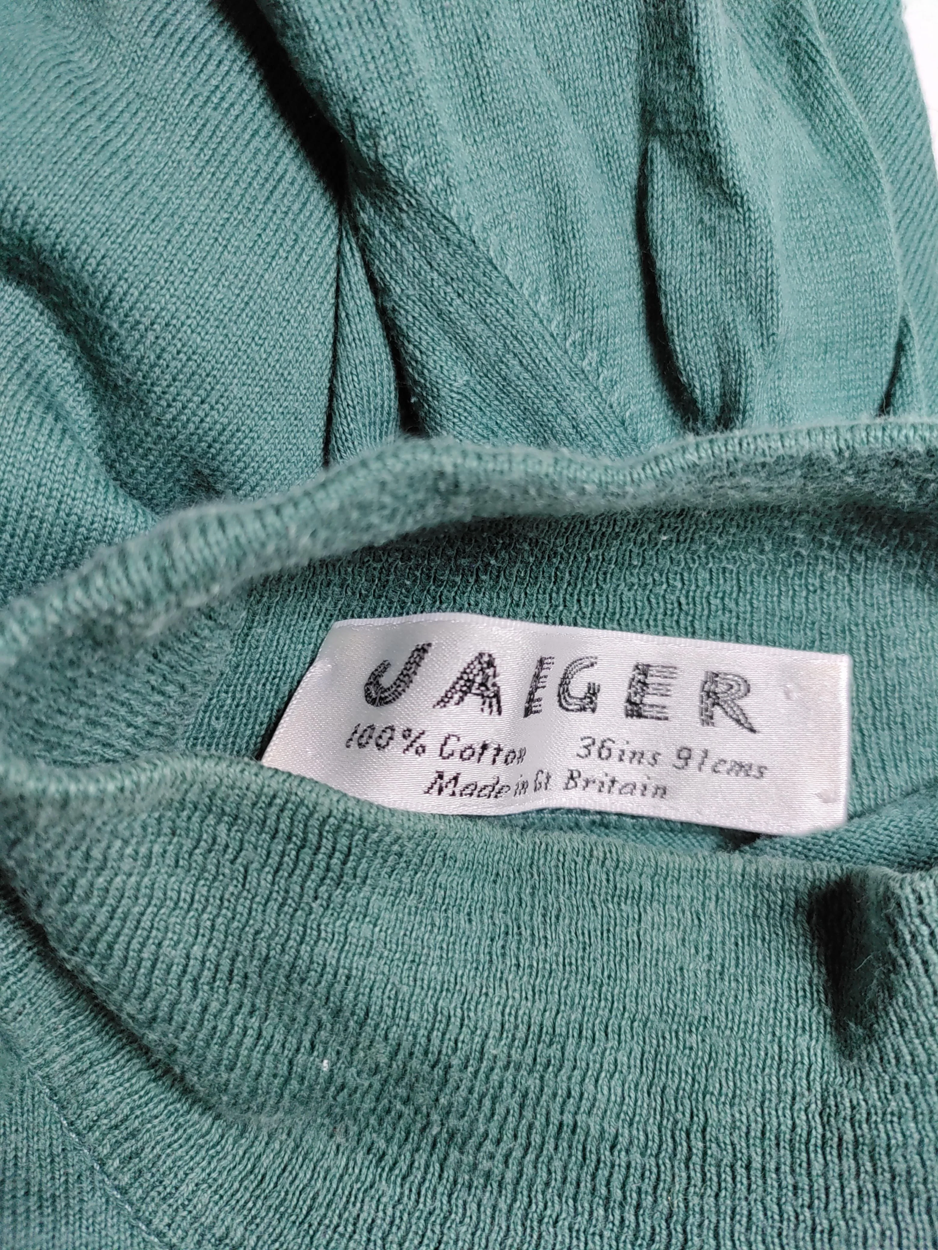 Jaeger Women's Jumper UK 10 Green 100% Cotton Mock Neck Pullover - Image 6