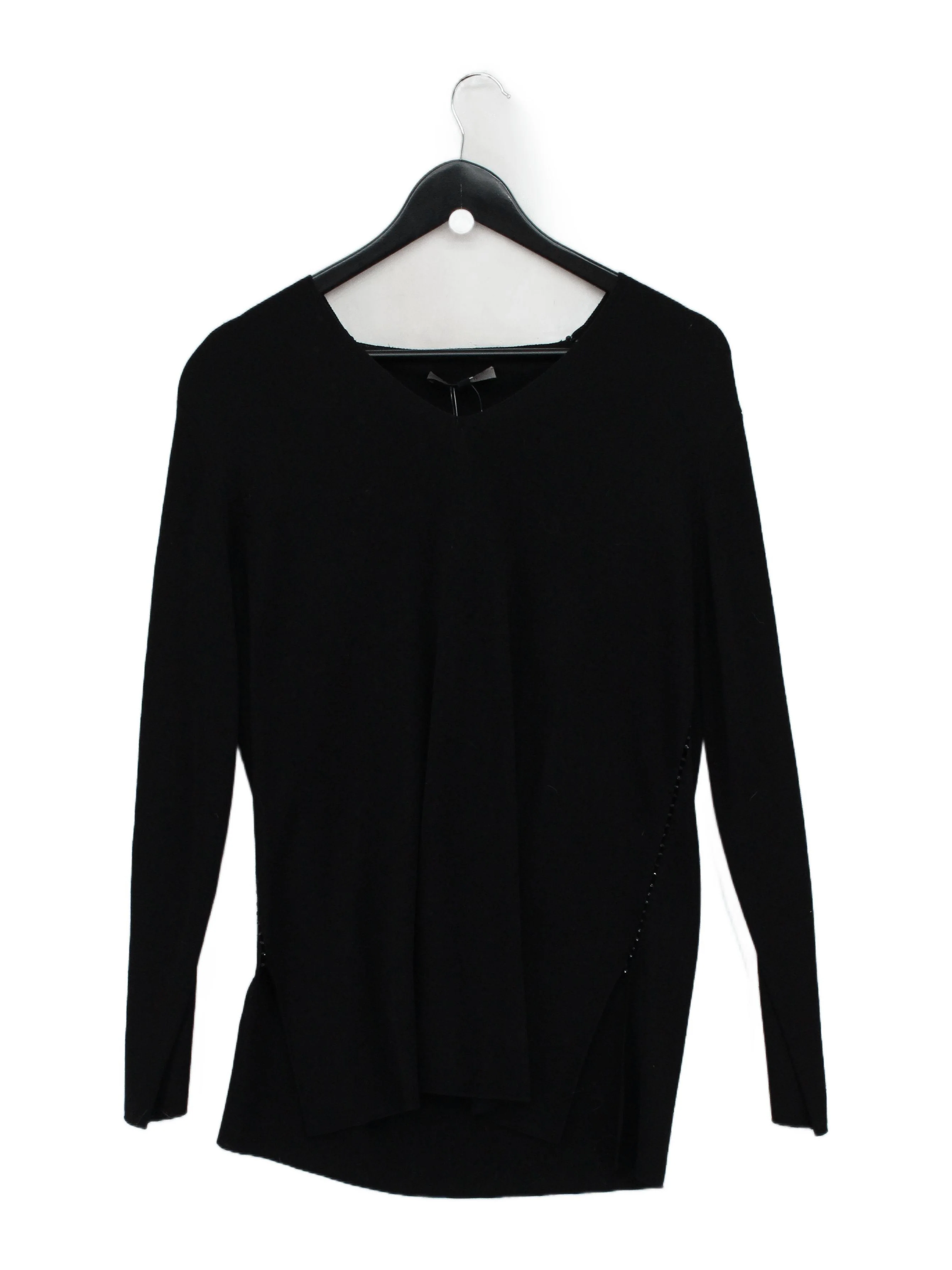 Jaeger Women's Jumper XL Black Wool with Viscose V-Neck Pullover