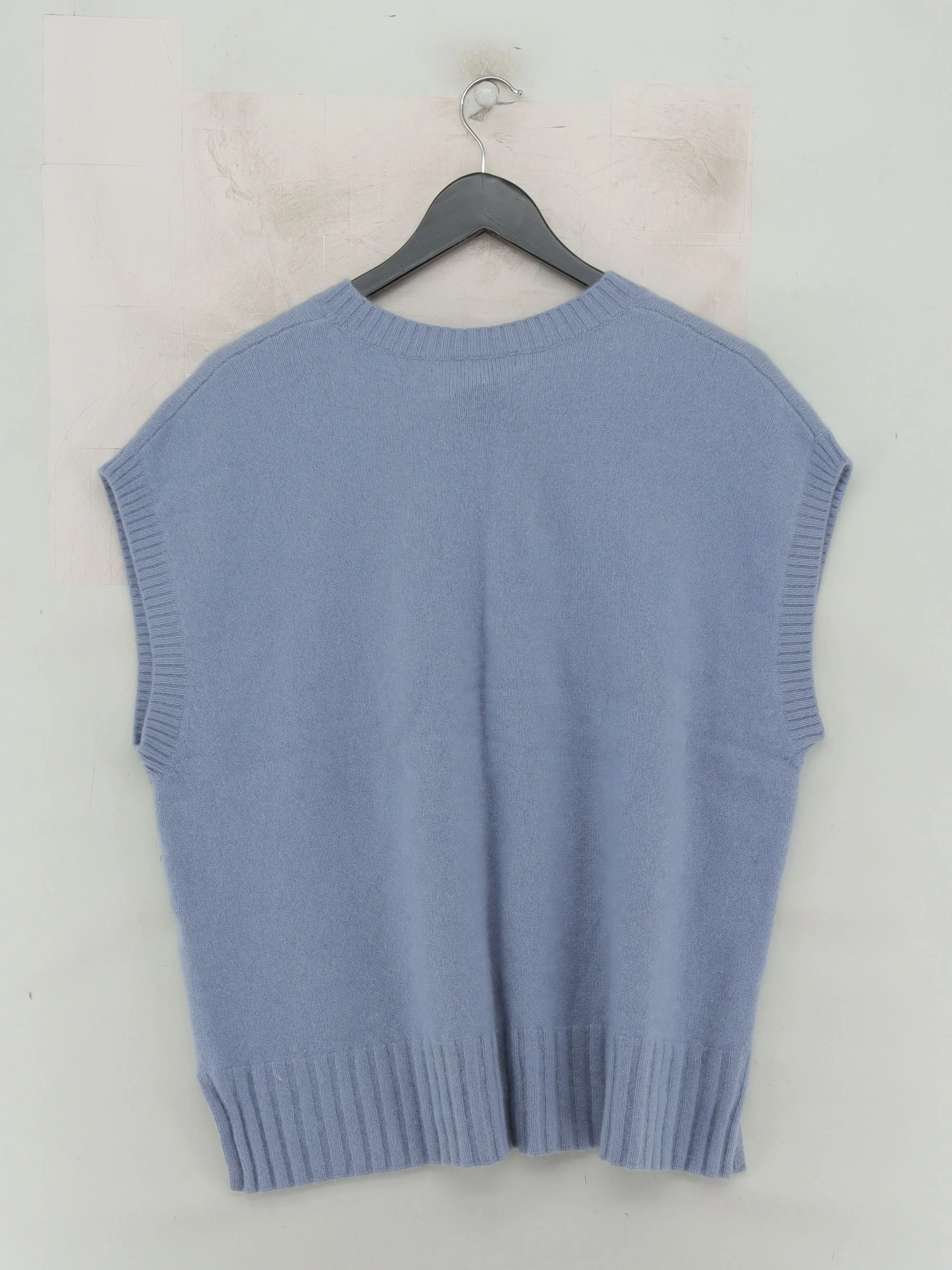 Jaeger Women's Jumper XL Blue 100% Cashmere Crew Neck Vest - Image 2