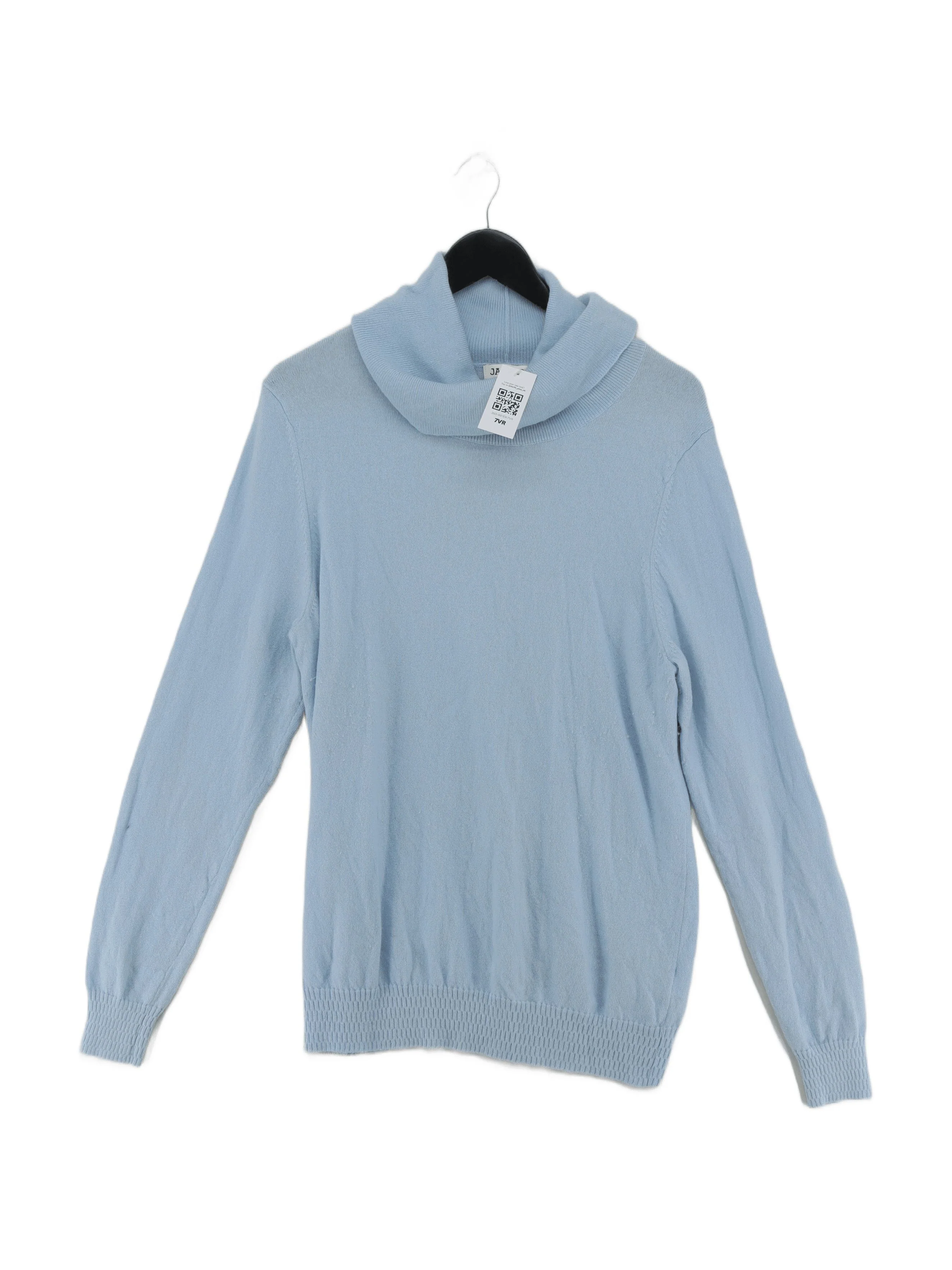 Jaeger Women's Jumper XL Blue Wool with Cashmere Roll Neck Pullover