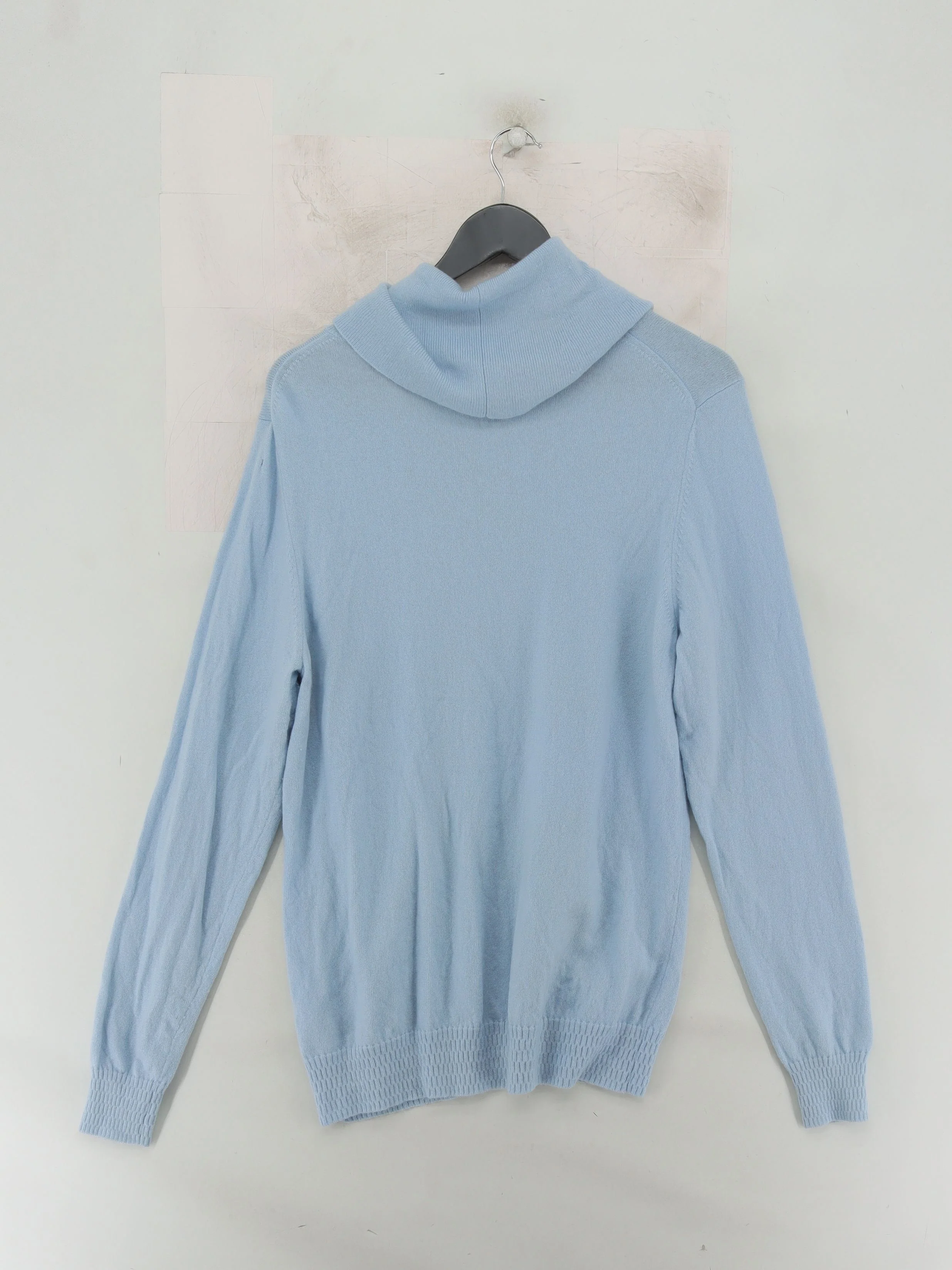 Jaeger Women's Jumper XL Blue Wool with Cashmere Roll Neck Pullover - Image 2