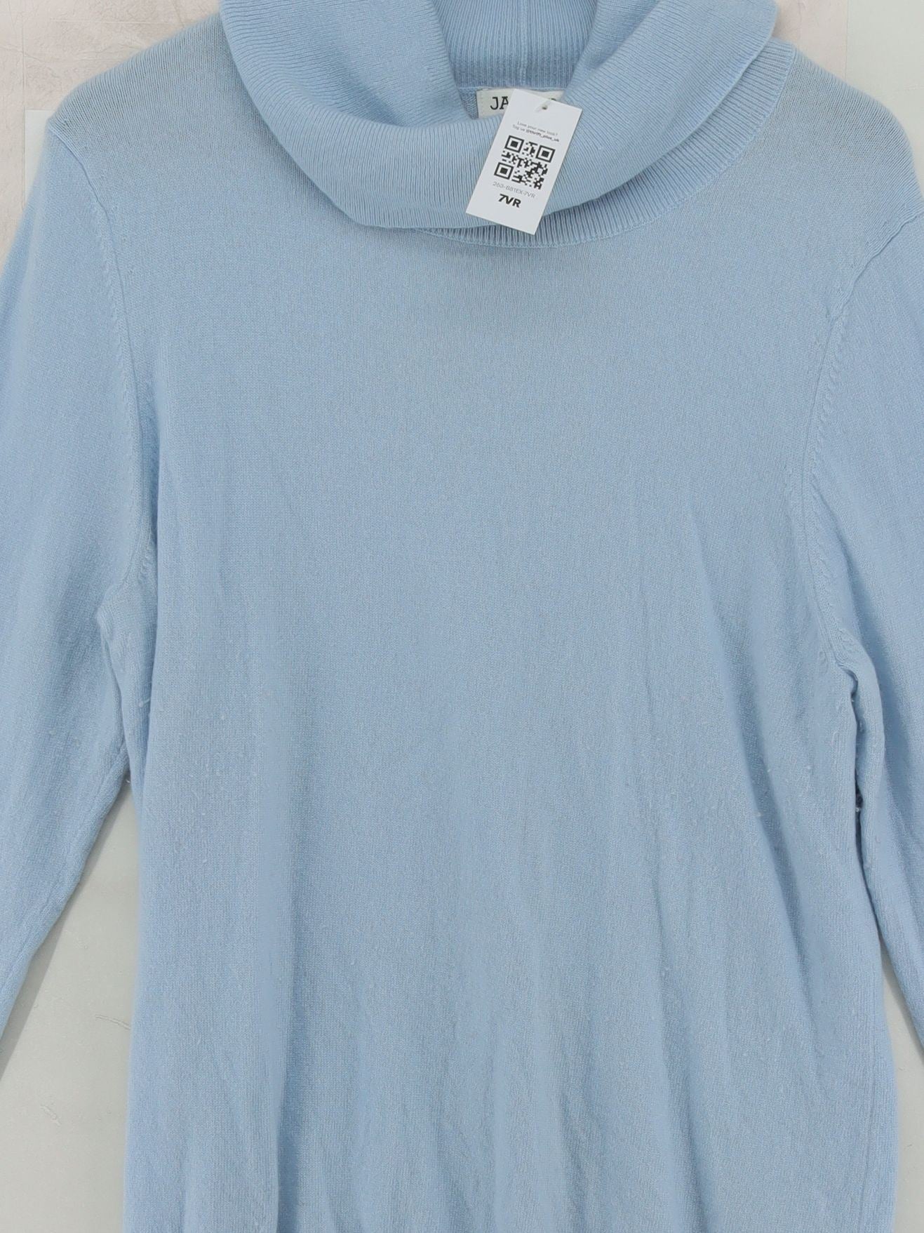 Jaeger Women's Jumper XL Blue Wool with Cashmere Roll Neck Pullover - Image 3