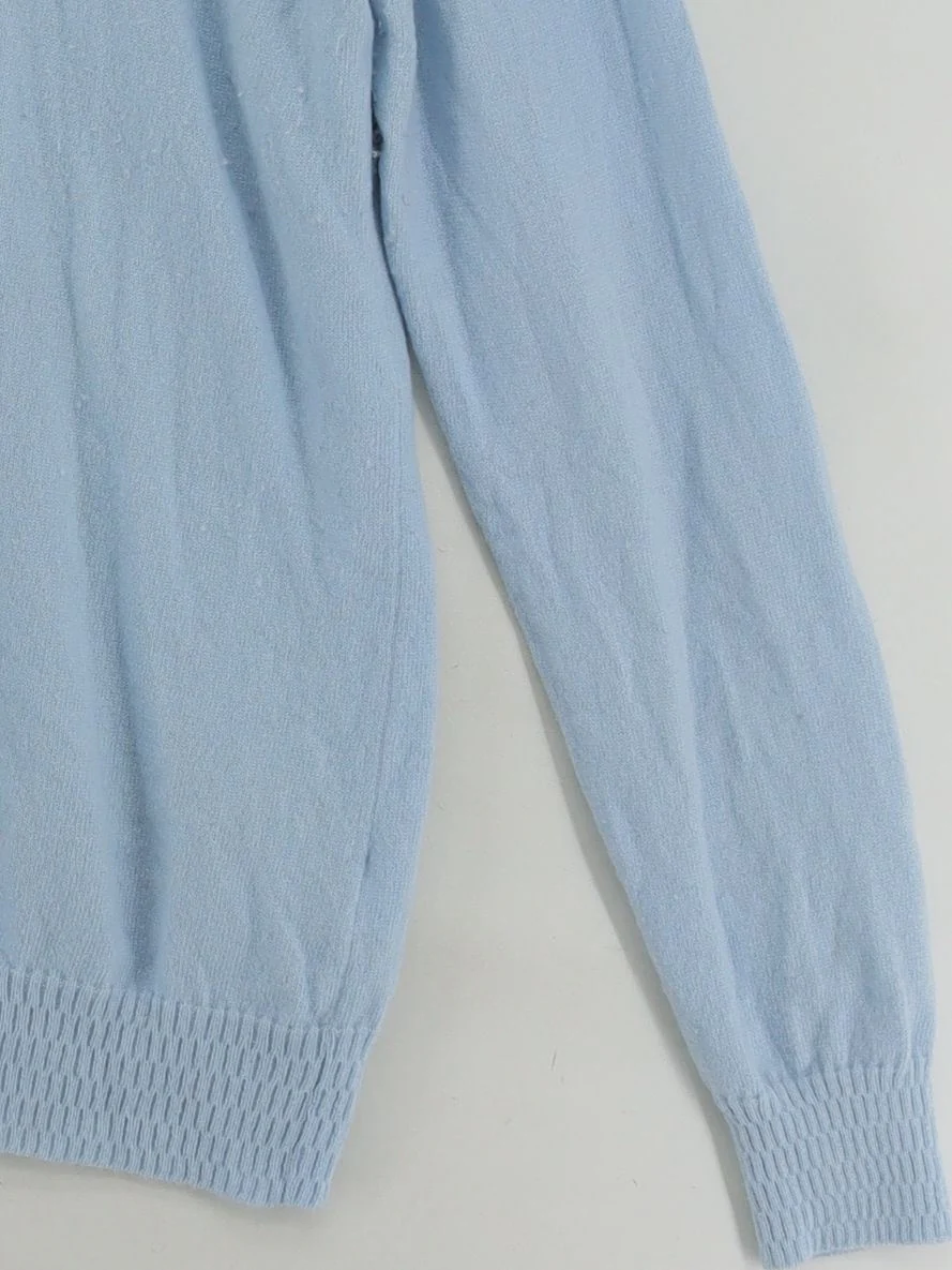 Jaeger Women's Jumper XL Blue Wool with Cashmere Roll Neck Pullover - Image 4