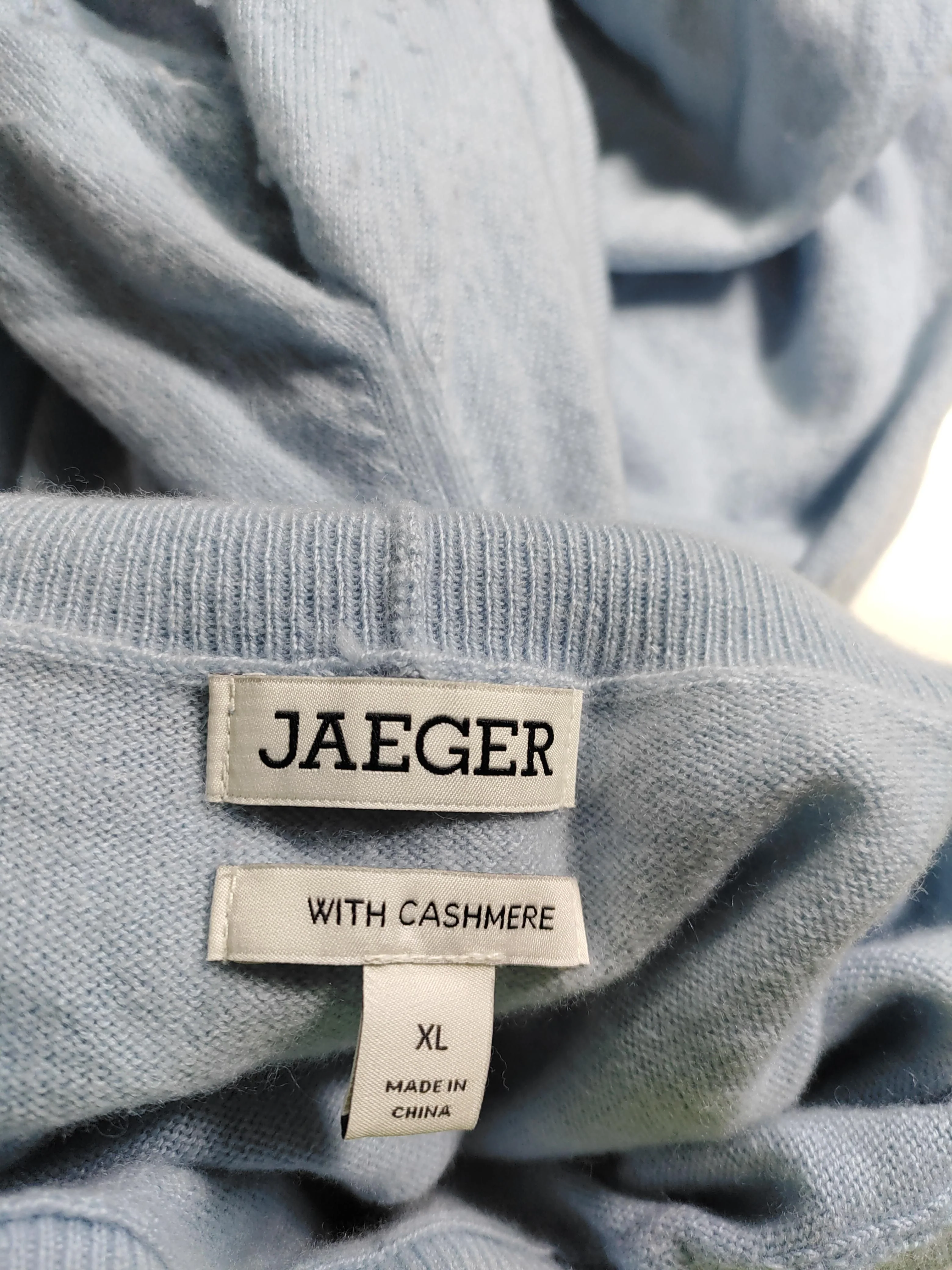 Jaeger Women's Jumper XL Blue Wool with Cashmere Roll Neck Pullover - Image 7