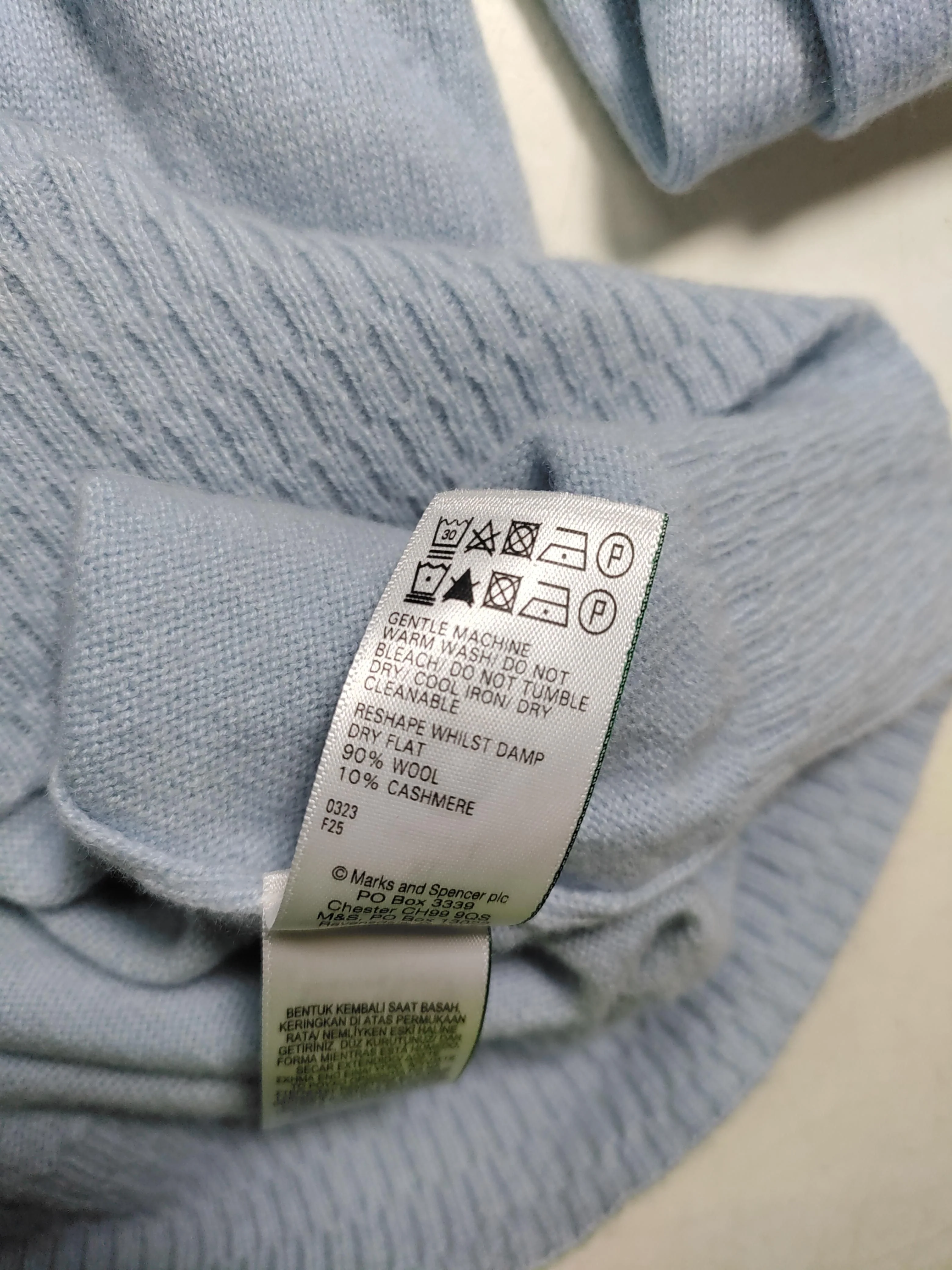 Jaeger Women's Jumper XL Blue Wool with Cashmere Roll Neck Pullover - Image 8