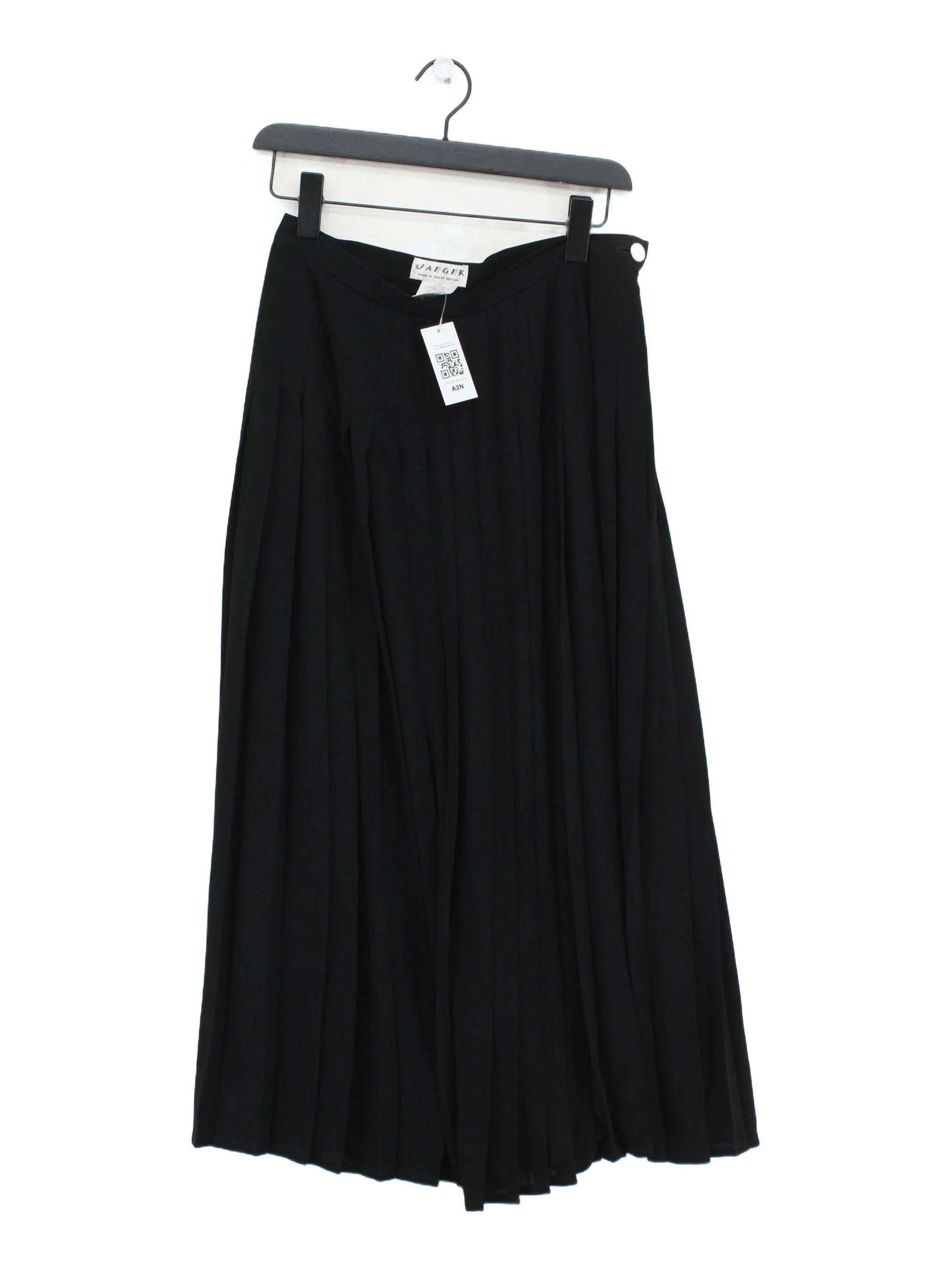 Jaeger Women's Midi Skirt L Black 100% Polyester Midi Pleated