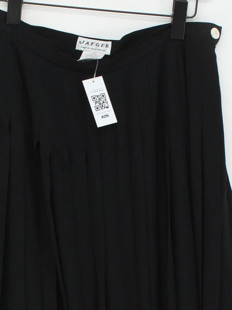 Jaeger Women's Midi Skirt L Black 100% Polyester Midi Pleated - Image 3