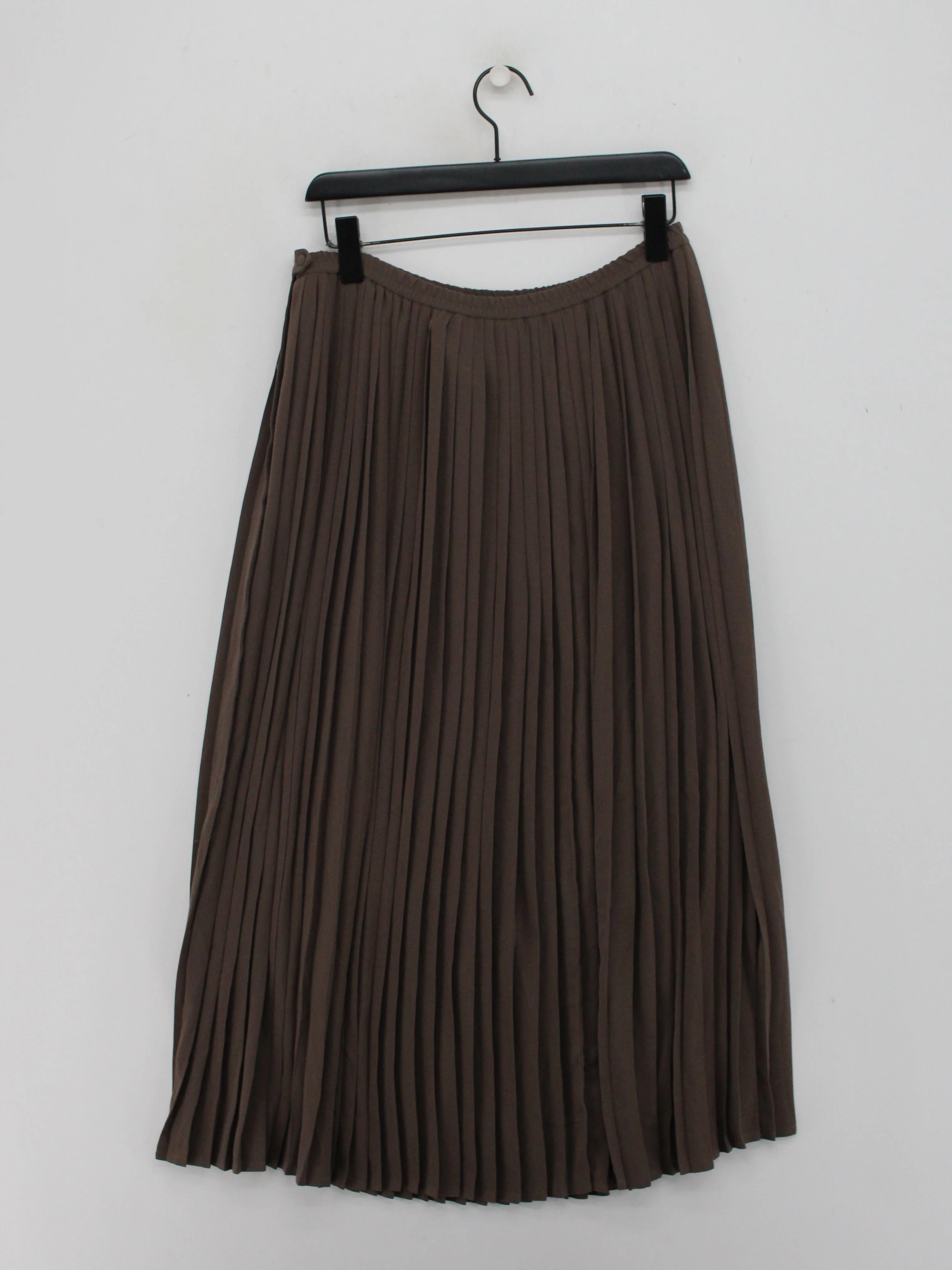 Jaeger Women's Midi Skirt UK 14 Brown 100% Polyester Midi Pleated - Image 2