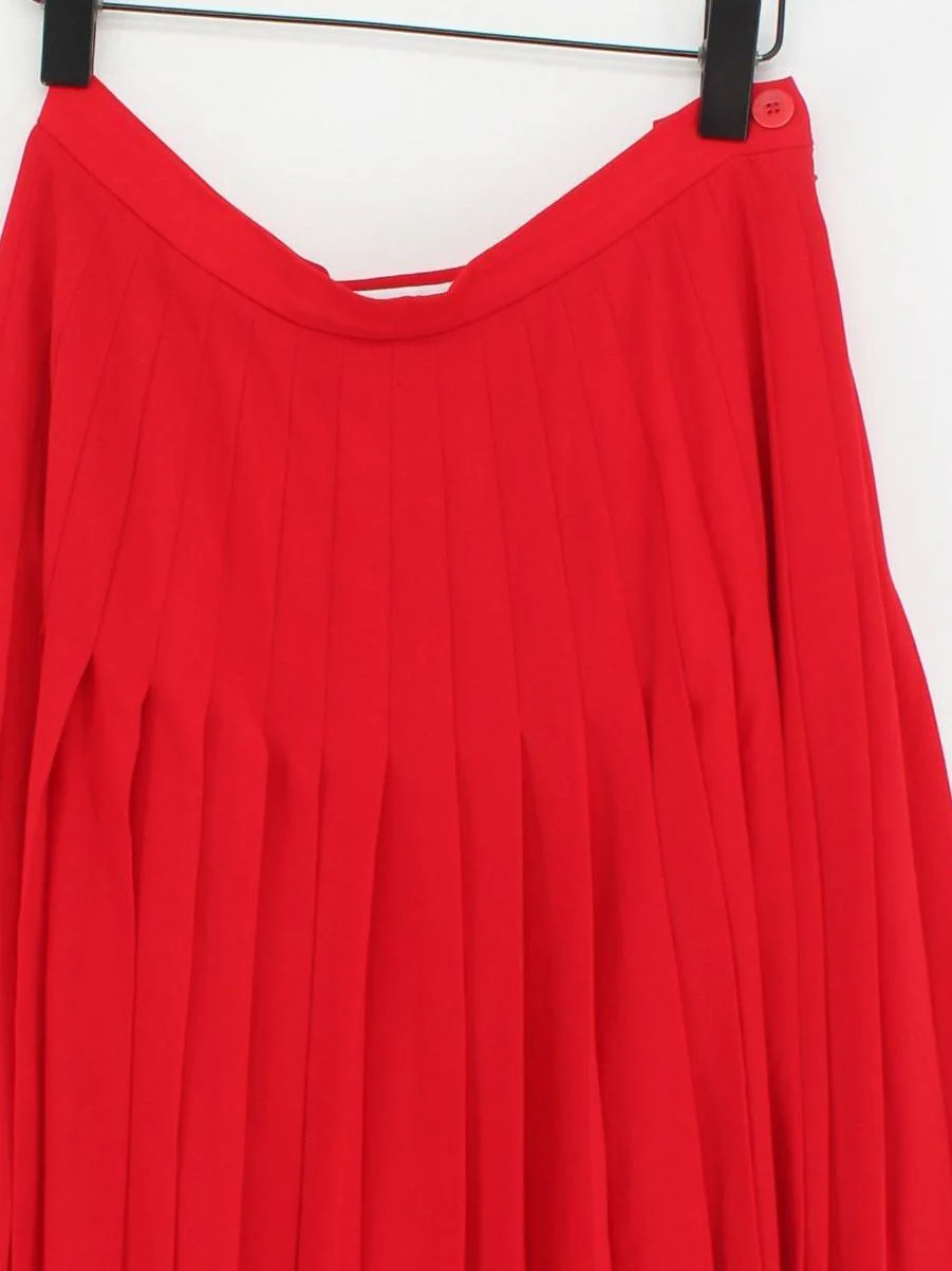 Jaeger Women's Midi Skirt UK 14 Red 100% Polyester Midi Pleated - Image 3