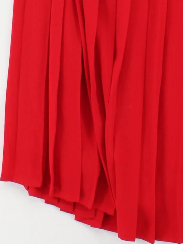 Jaeger Women's Midi Skirt UK 14 Red 100% Polyester Midi Pleated - Image 4