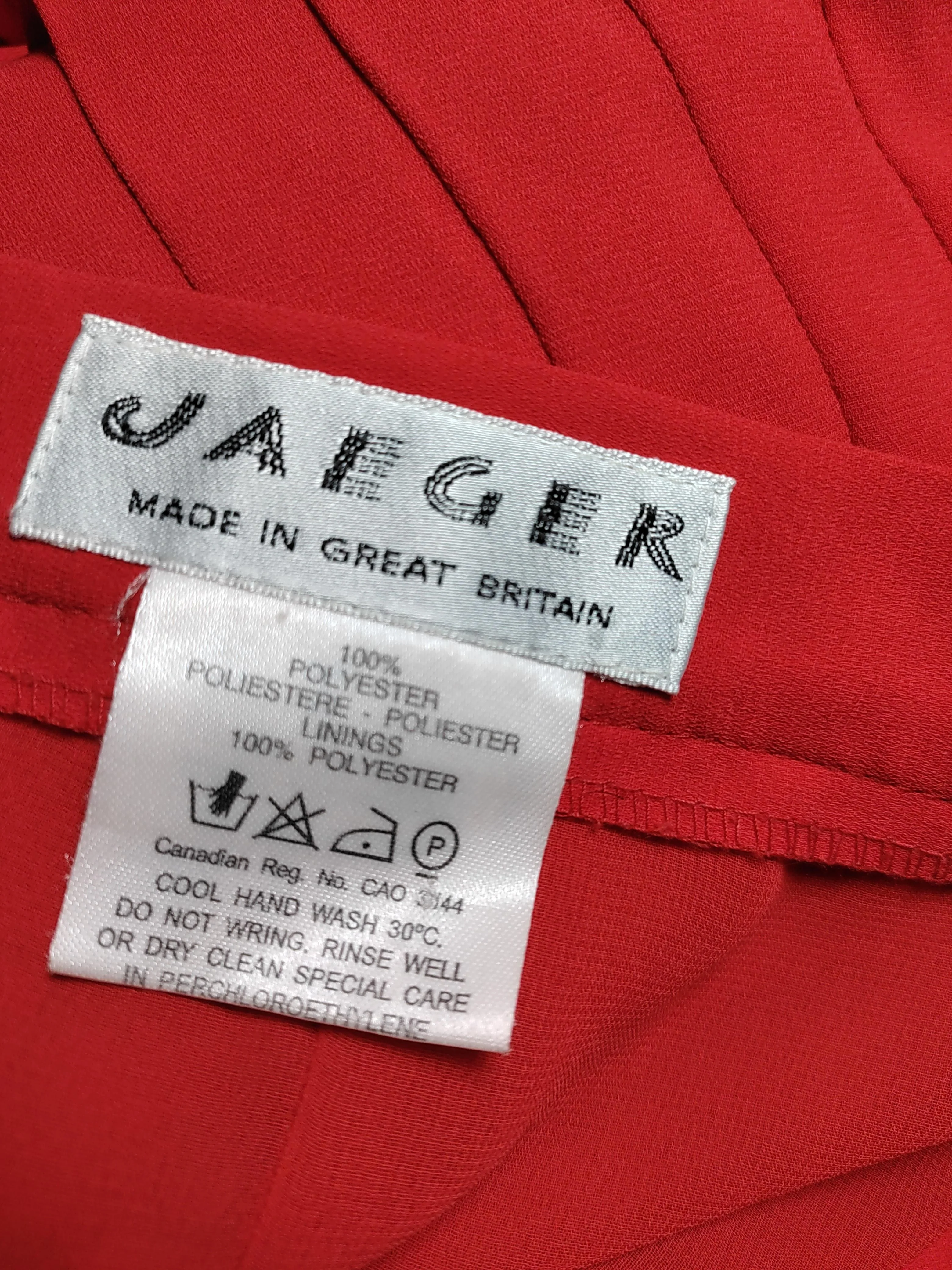 Jaeger Women's Midi Skirt UK 14 Red 100% Polyester Midi Pleated - Image 5