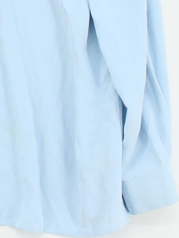 Jaeger Women's Shirt M Blue 100% Polyester Long Sleeve Collared Basic - Image 4