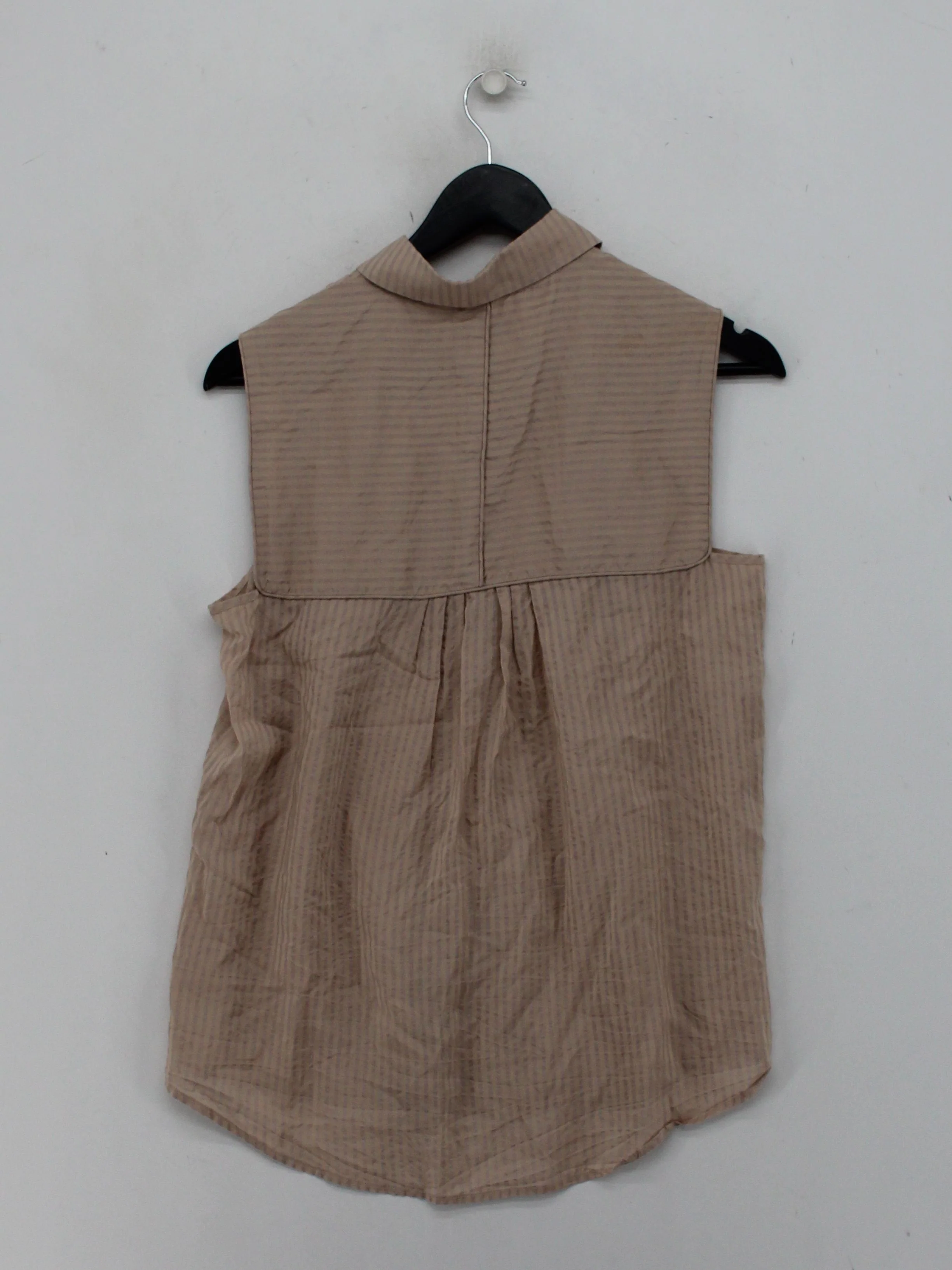 Jaeger Women's Shirt UK 12 Tan Cotton with Silk Basic - Image 2