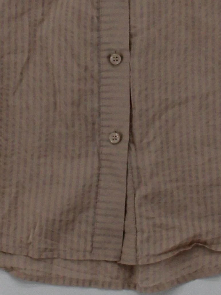 Jaeger Women's Shirt UK 12 Tan Cotton with Silk Basic - Image 4