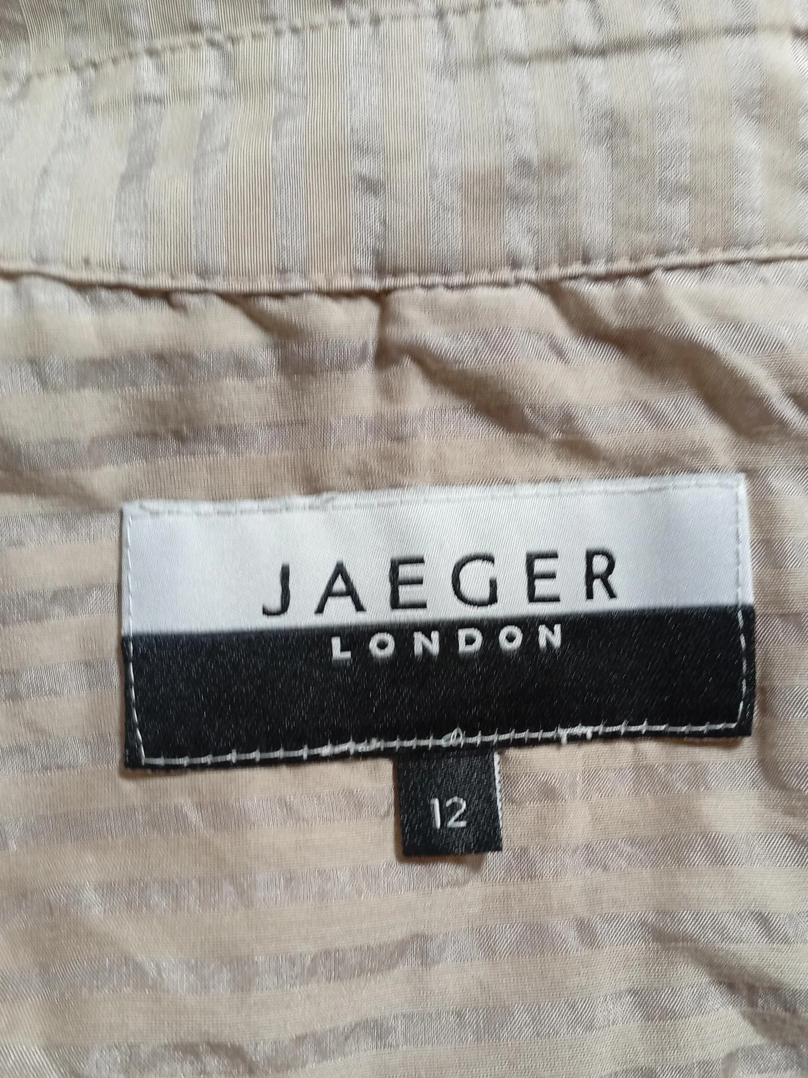 Jaeger Women's Shirt UK 12 Tan Cotton with Silk Basic - Image 5