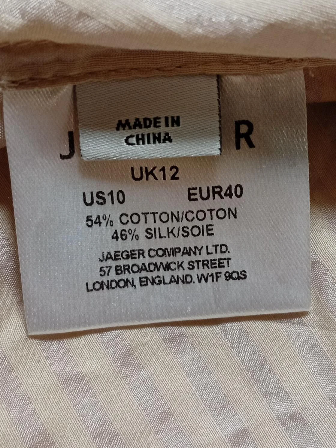 Jaeger Women's Shirt UK 12 Tan Cotton with Silk Basic - Image 6