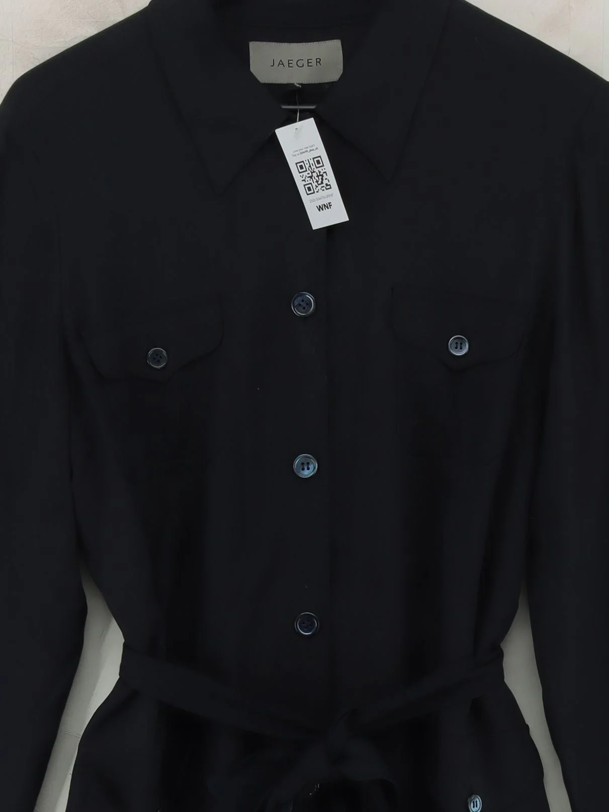 Jaeger Women's Shirt UK 14 Black Silk with Viscose Long Sleeve Collared Basic - Image 3