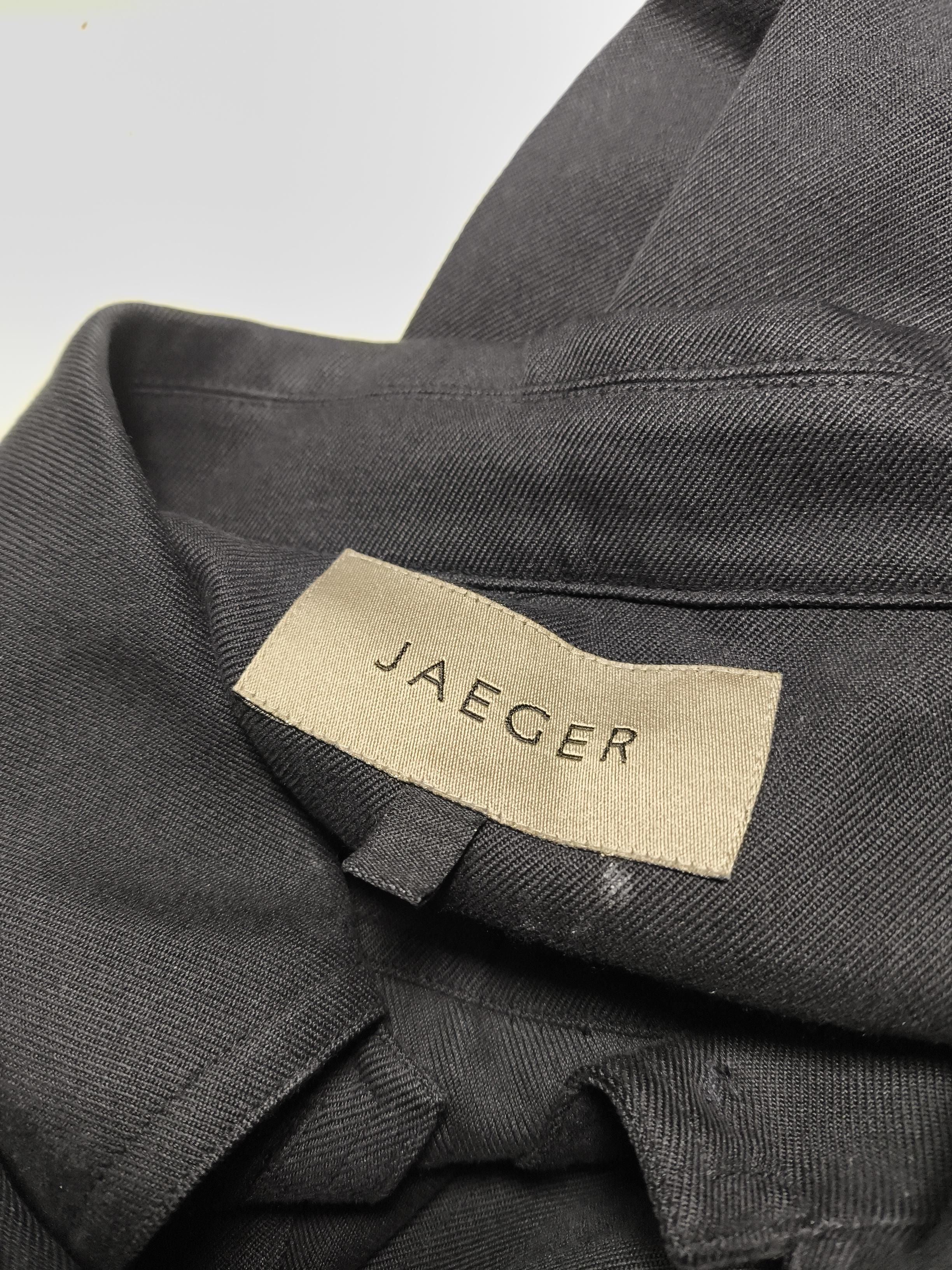 Jaeger Women's Shirt UK 14 Black Silk with Viscose Long Sleeve Collared Basic - Image 6