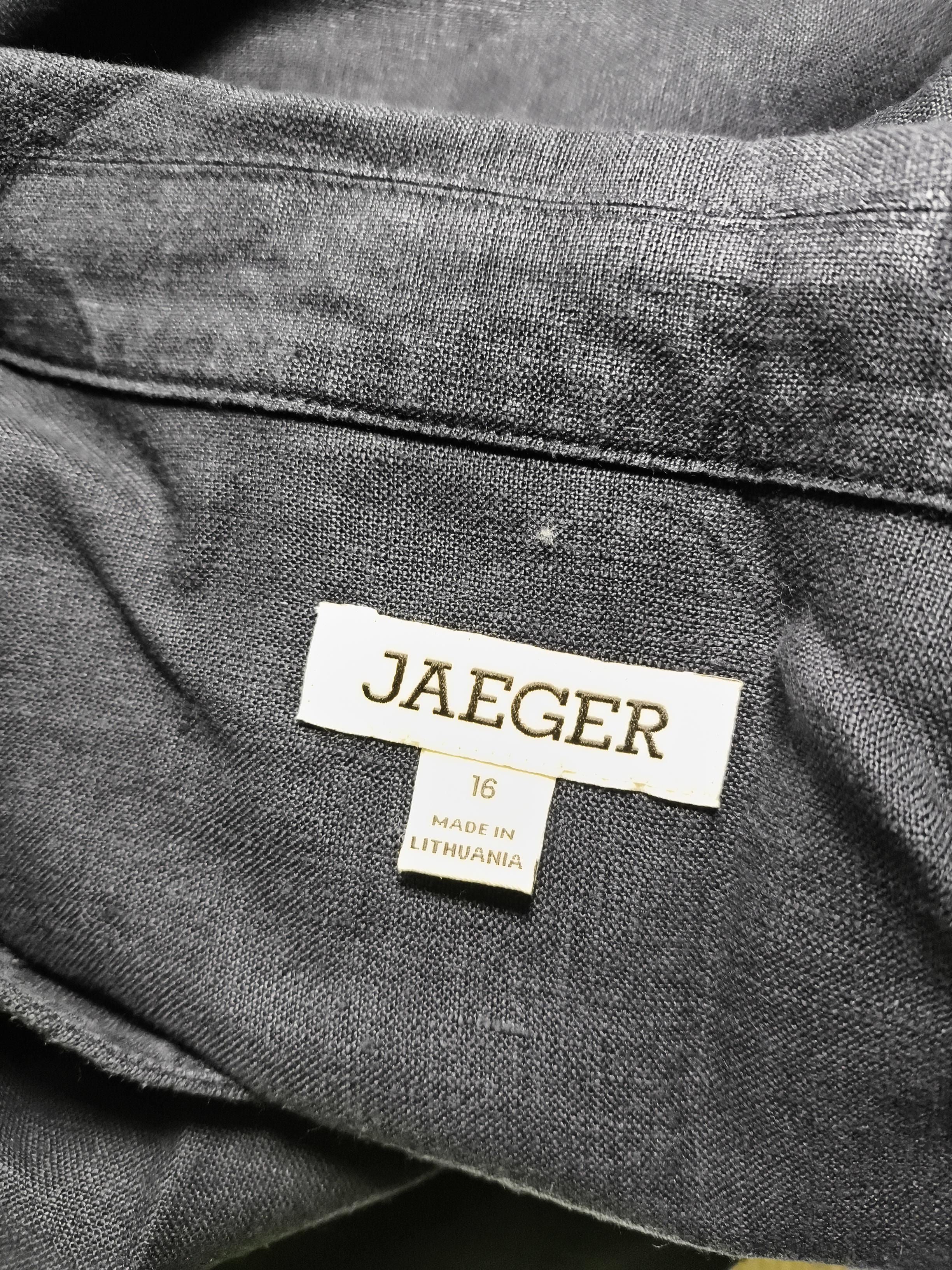 Jaeger Women's Shirt UK 16 Blue 100% Linen Long Sleeve Collared Basic - Image 5